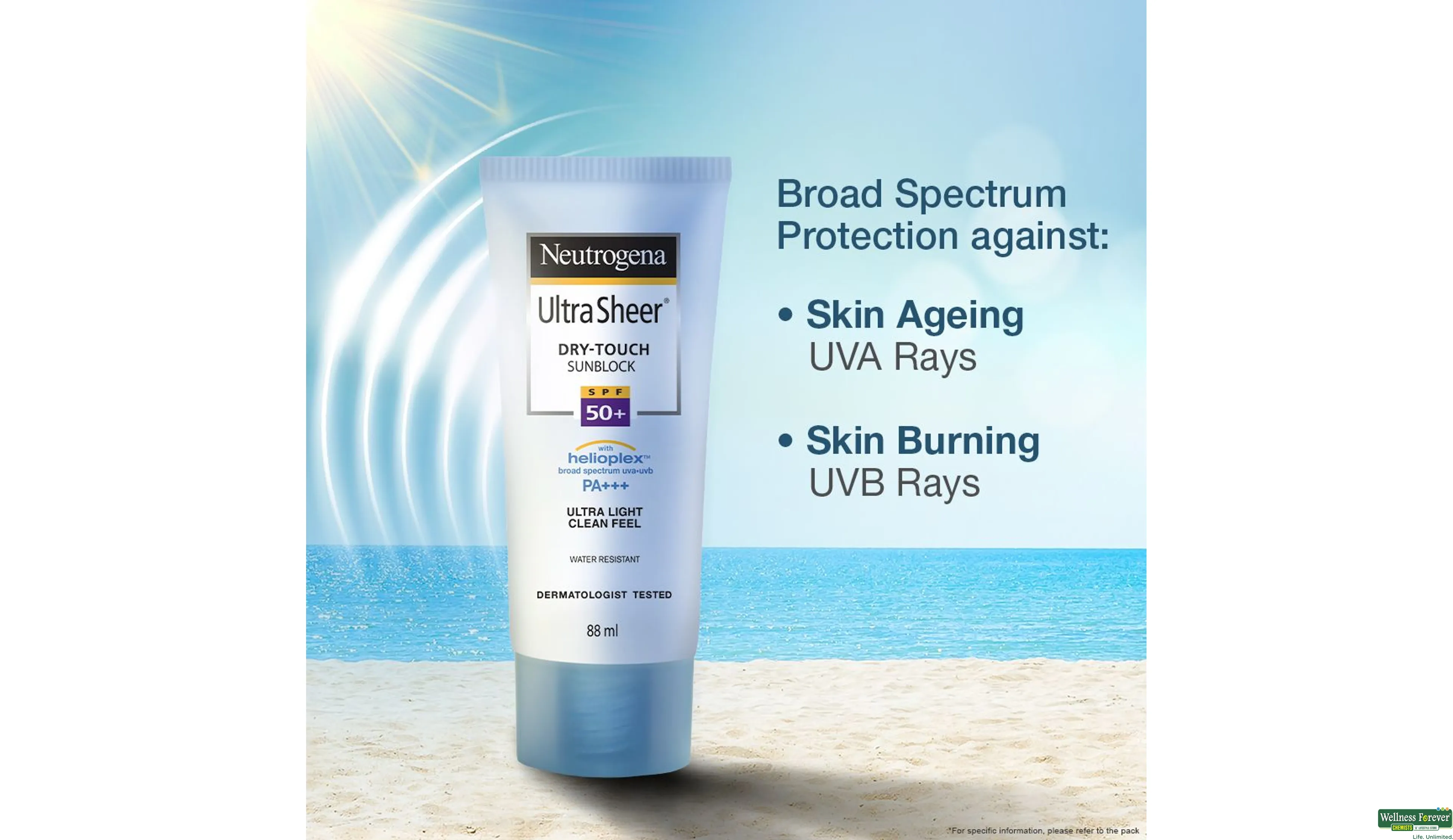 Neutrogena Ultra Sheer Sunscreen SPF 50+, Broad Spectrum UVA/UVB PA++++