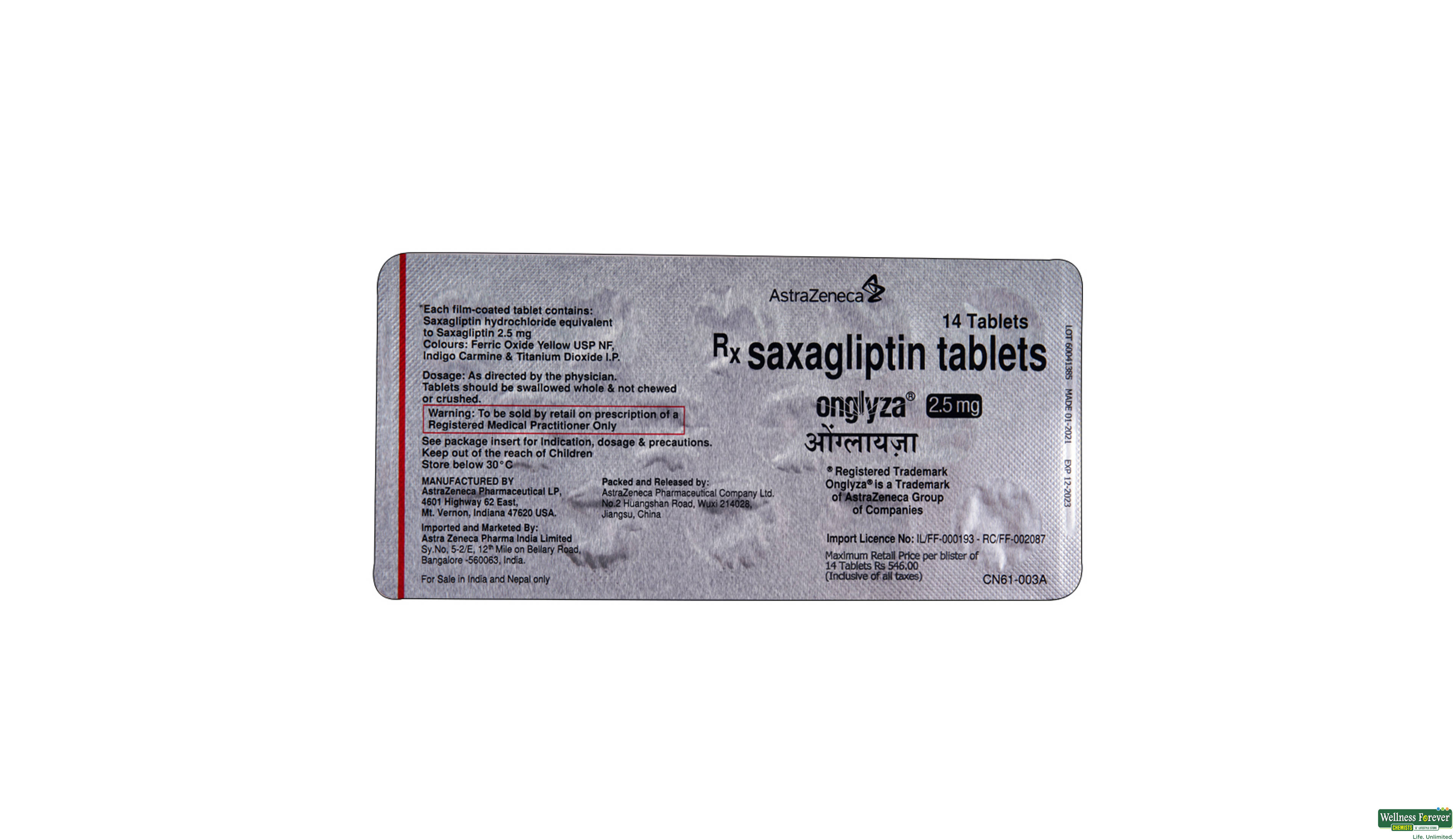 ONGLYZA 2.5MG 14TAB- 2, 14TAB, 