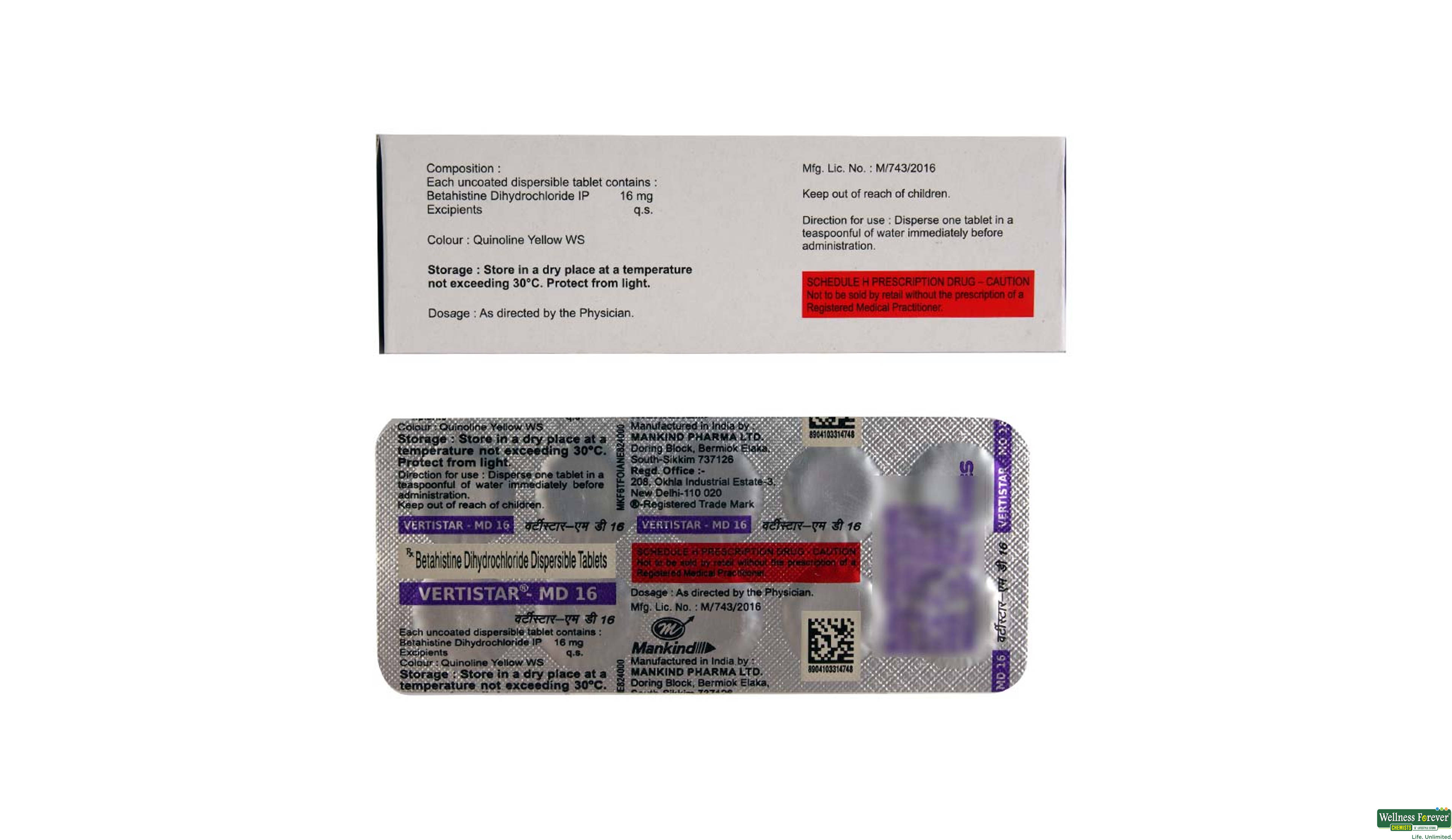 VERTISTAR-MD 16MG 10TAB- 2, 10TAB, 
