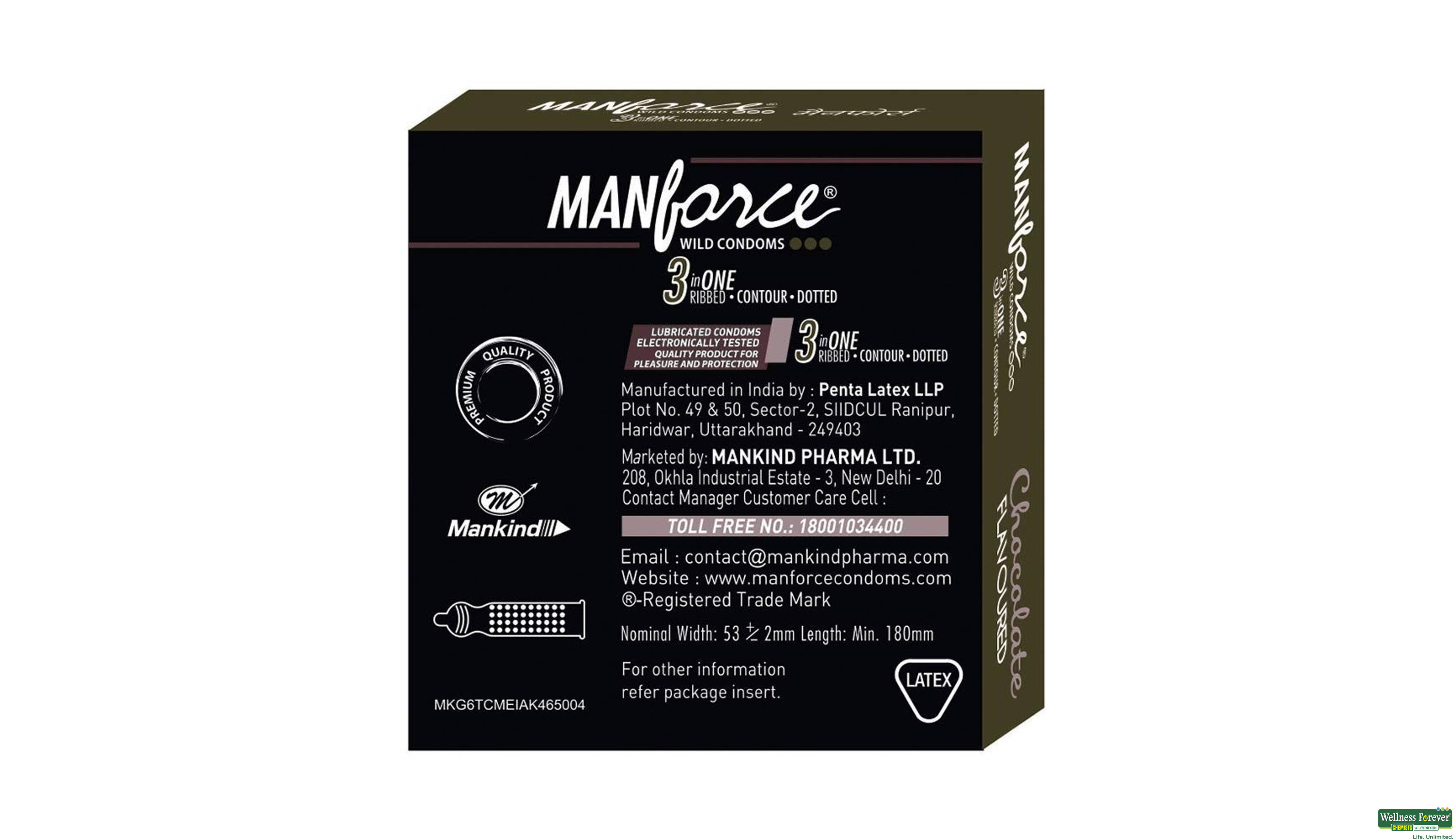 MANFORCE CONDOM CHOC 3PC- 6, 3PC, 