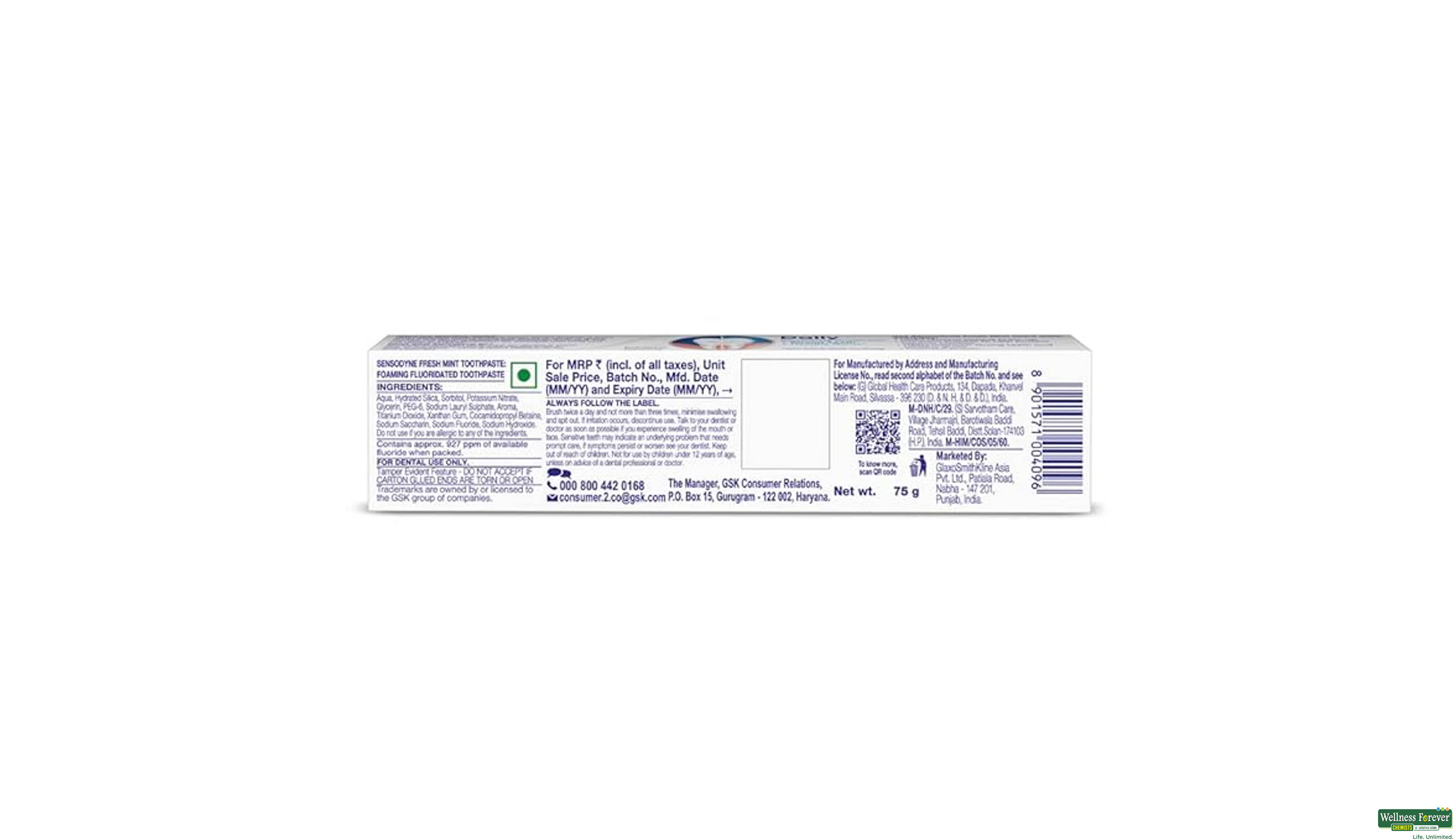 SENSODYNE T/PASTE FRESH MINT 70GM- 2, 75GM, null