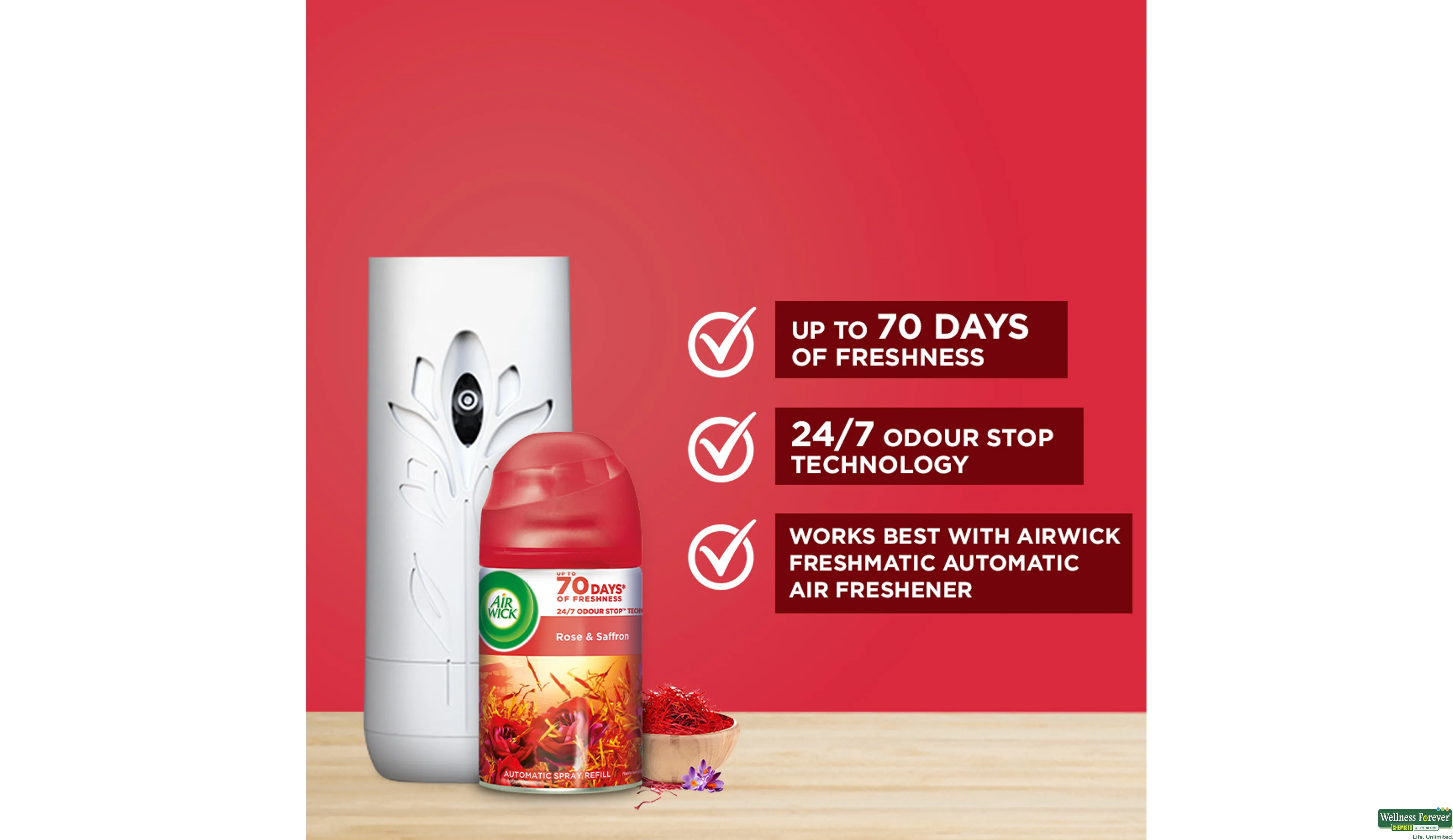 AIRWICK FRESHMATIC REF AROMAS OF KASHMIR (ROSE& SAFFRON)- 5, 250ML, 