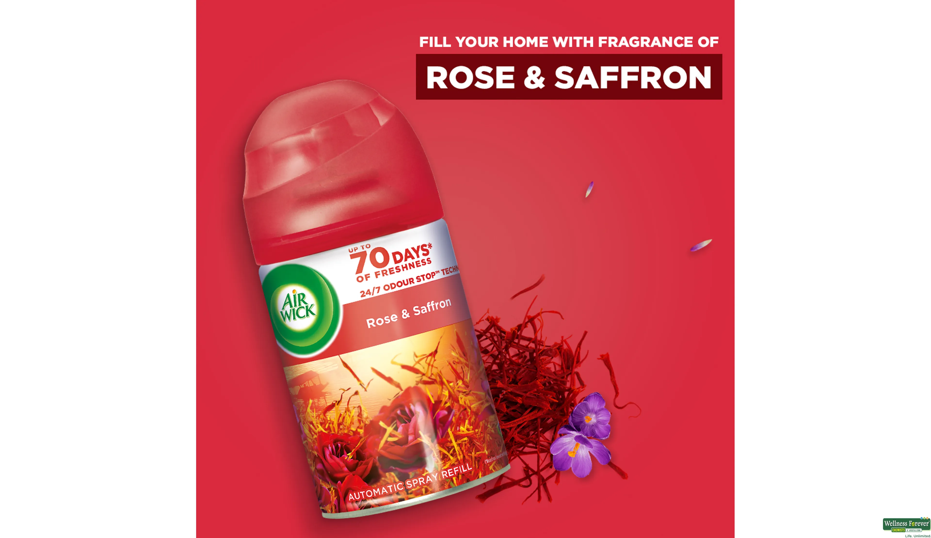 AIRWICK FRESHMATIC REF AROMAS OF KASHMIR (ROSE& SAFFRON)- 6, 250ML, 