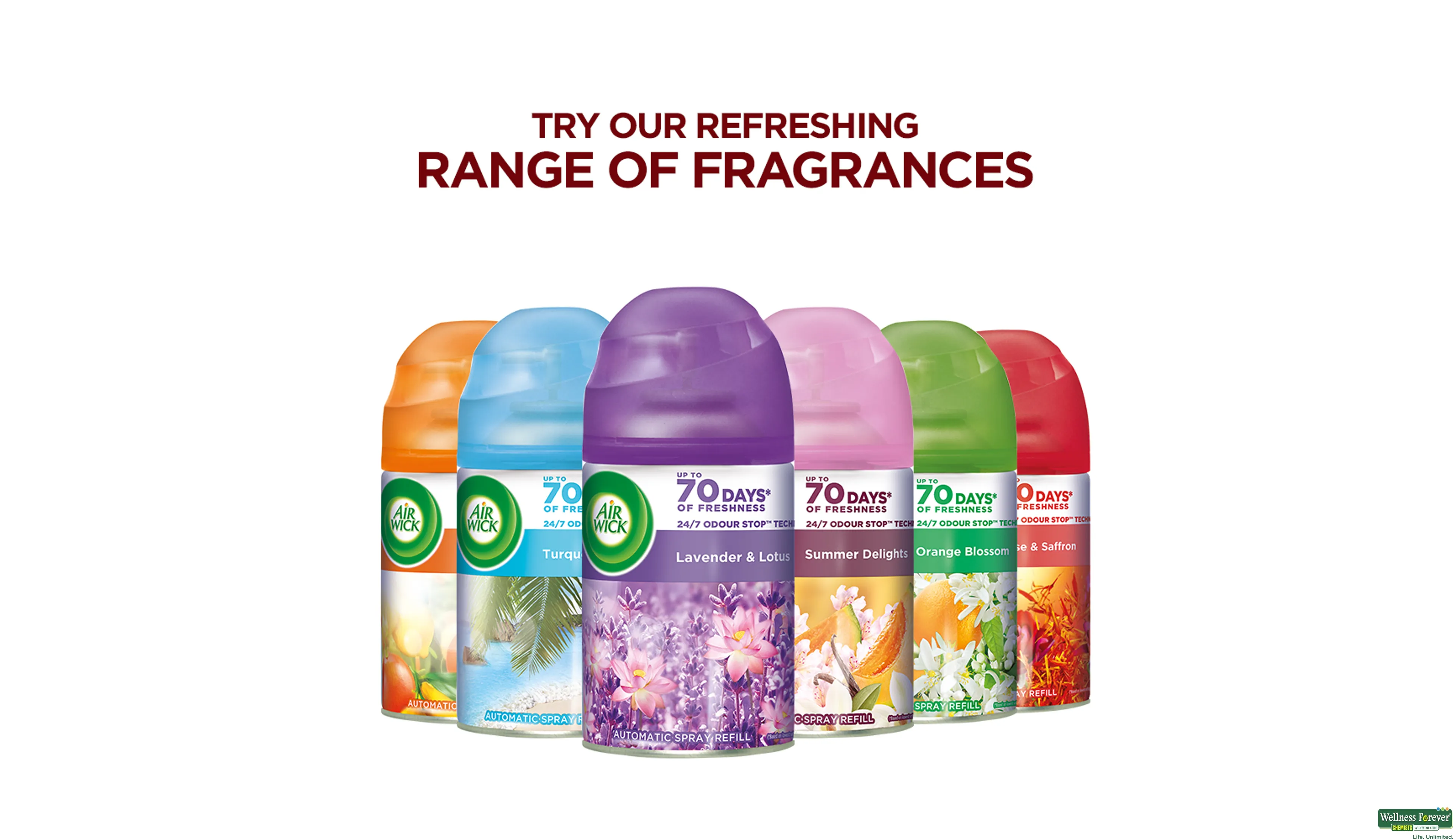 AIRWICK FRESHMATIC REF AROMAS OF KASHMIR (ROSE& SAFFRON)- 10, 250ML, 