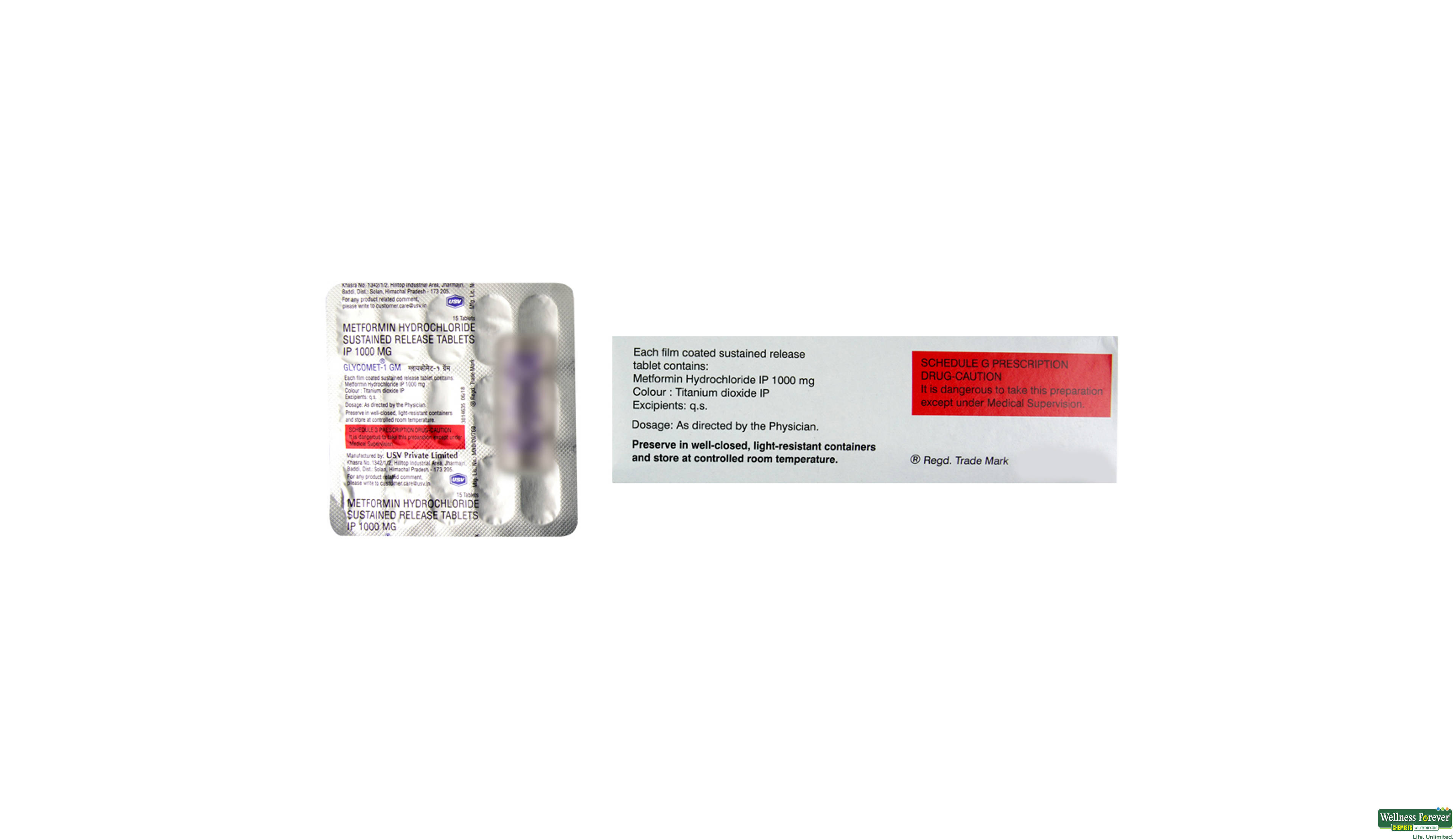 GLYCOMET 1GM 15TAB- 2, 15TAB, 