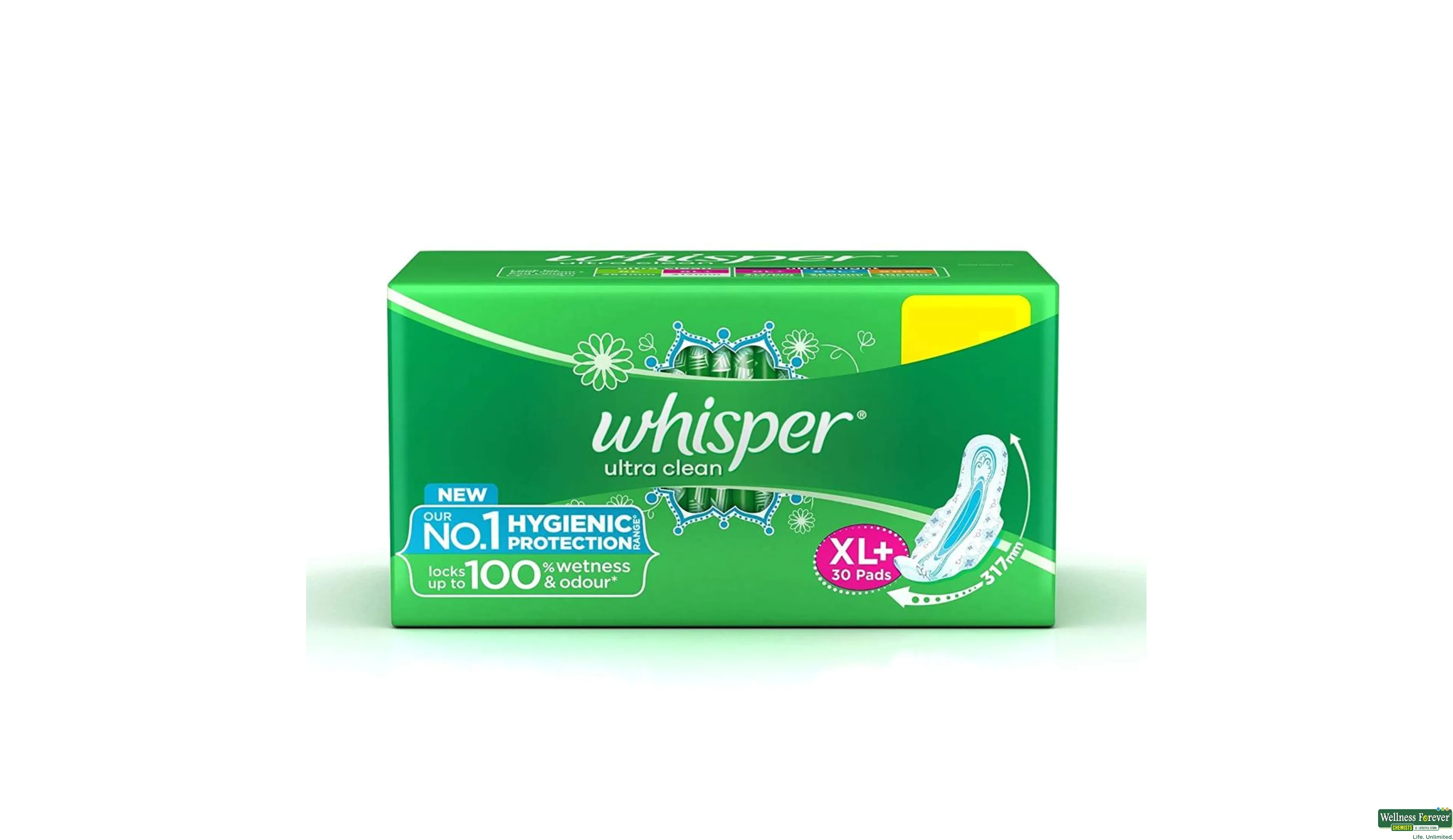 Whisper Ultra Soft Sanitary Pads for Women- 30 Pieces (XL Plus)