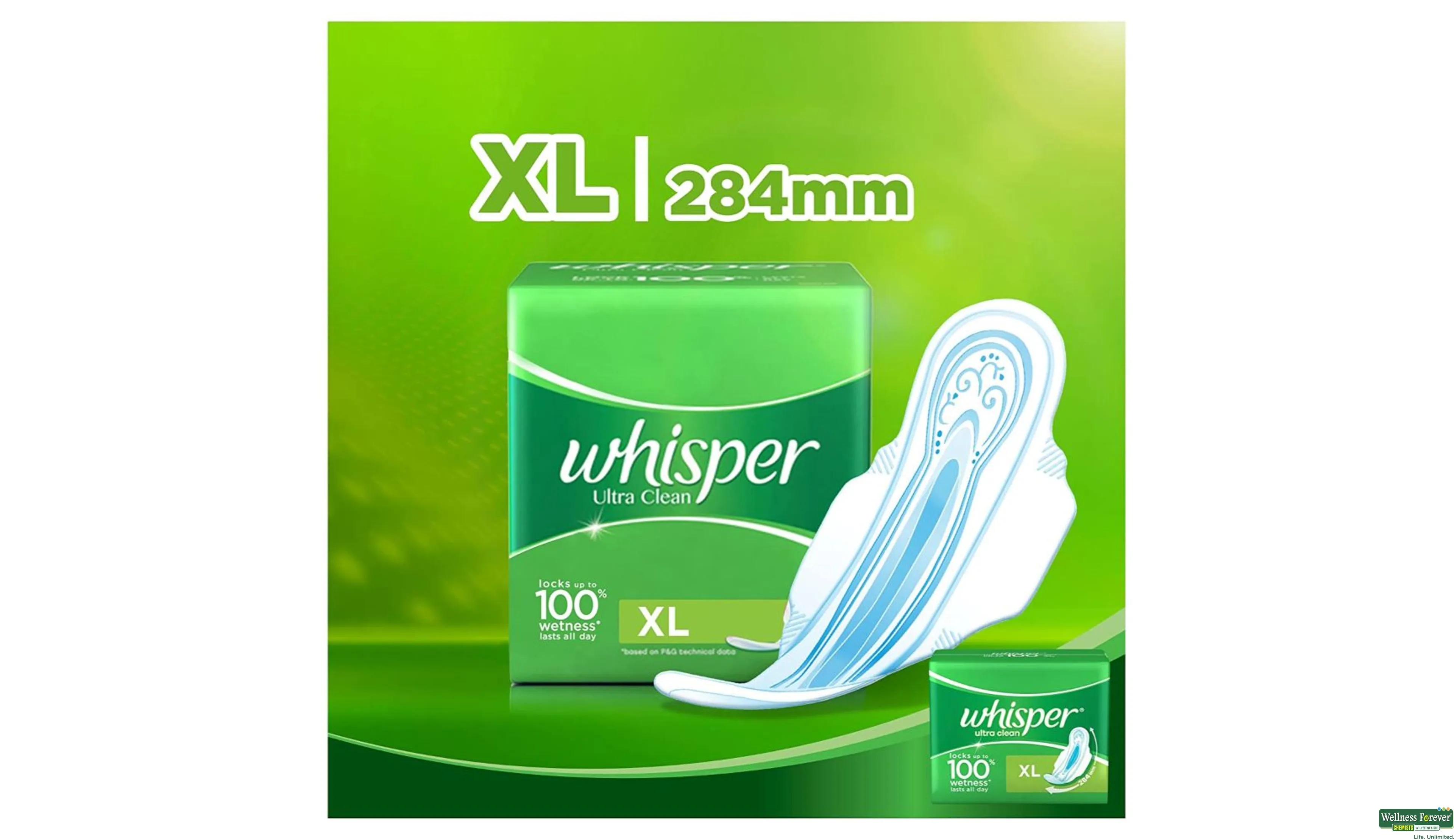 Whisper Bindazzz Nights XL+ With Wings Sanitary Pads (Free 3 Sanitary Pads)  Pack Of 27