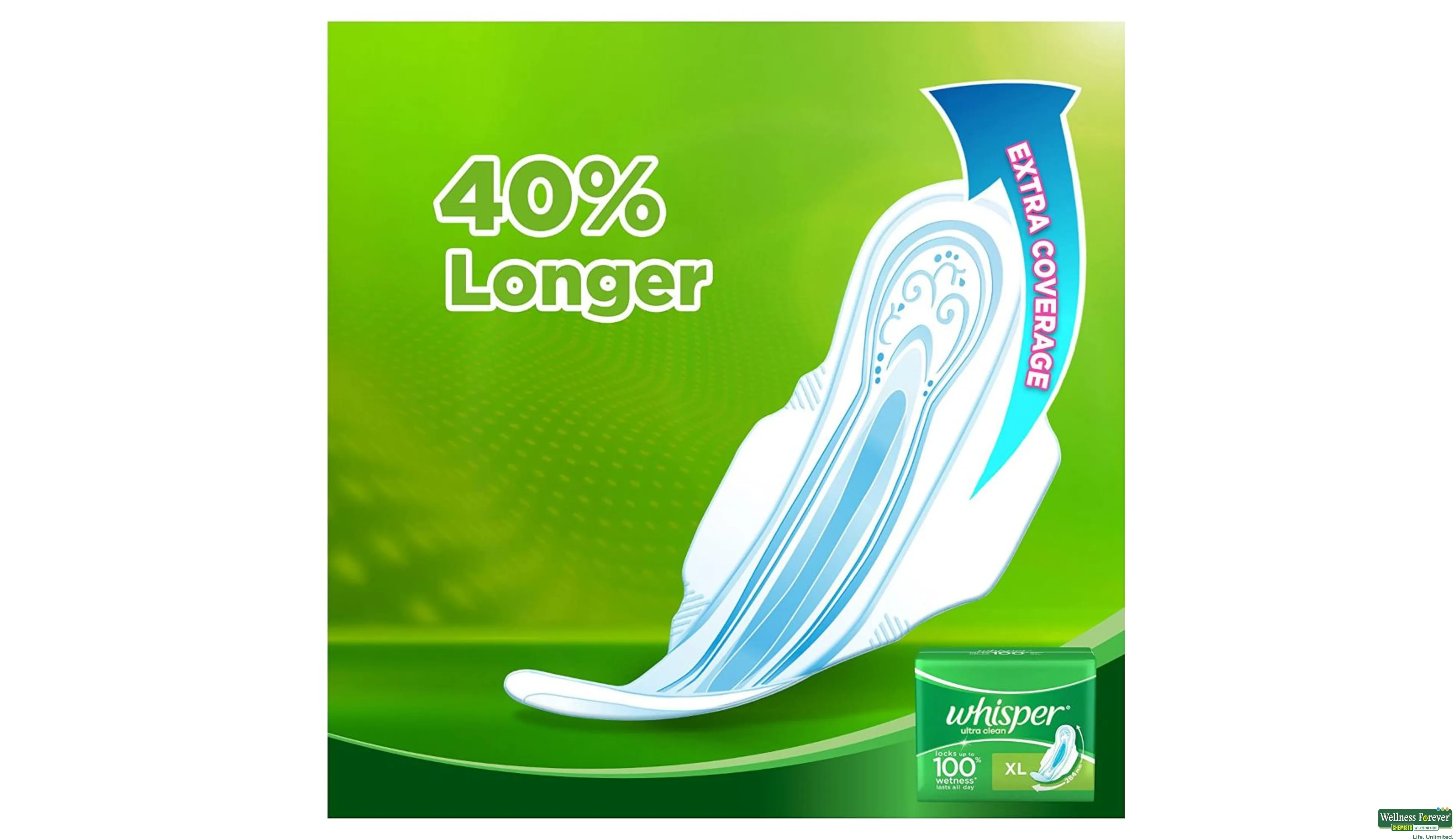 Buy Whisper Ultra Clean Sanitary Pads for Women, 50 thin Pads, XL+