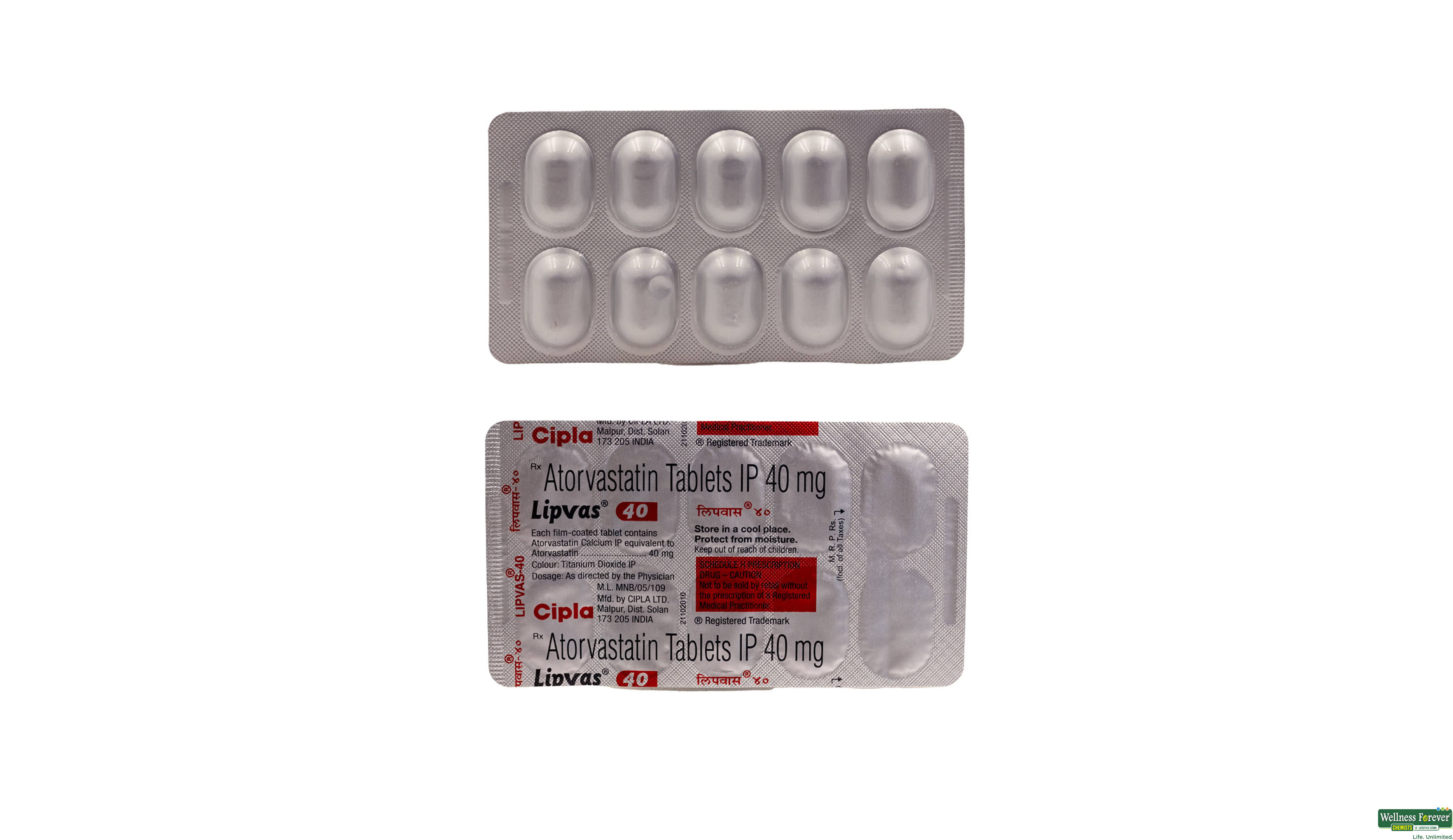 LIPVAS 40MG 10TAB- 1, 10TAB, 