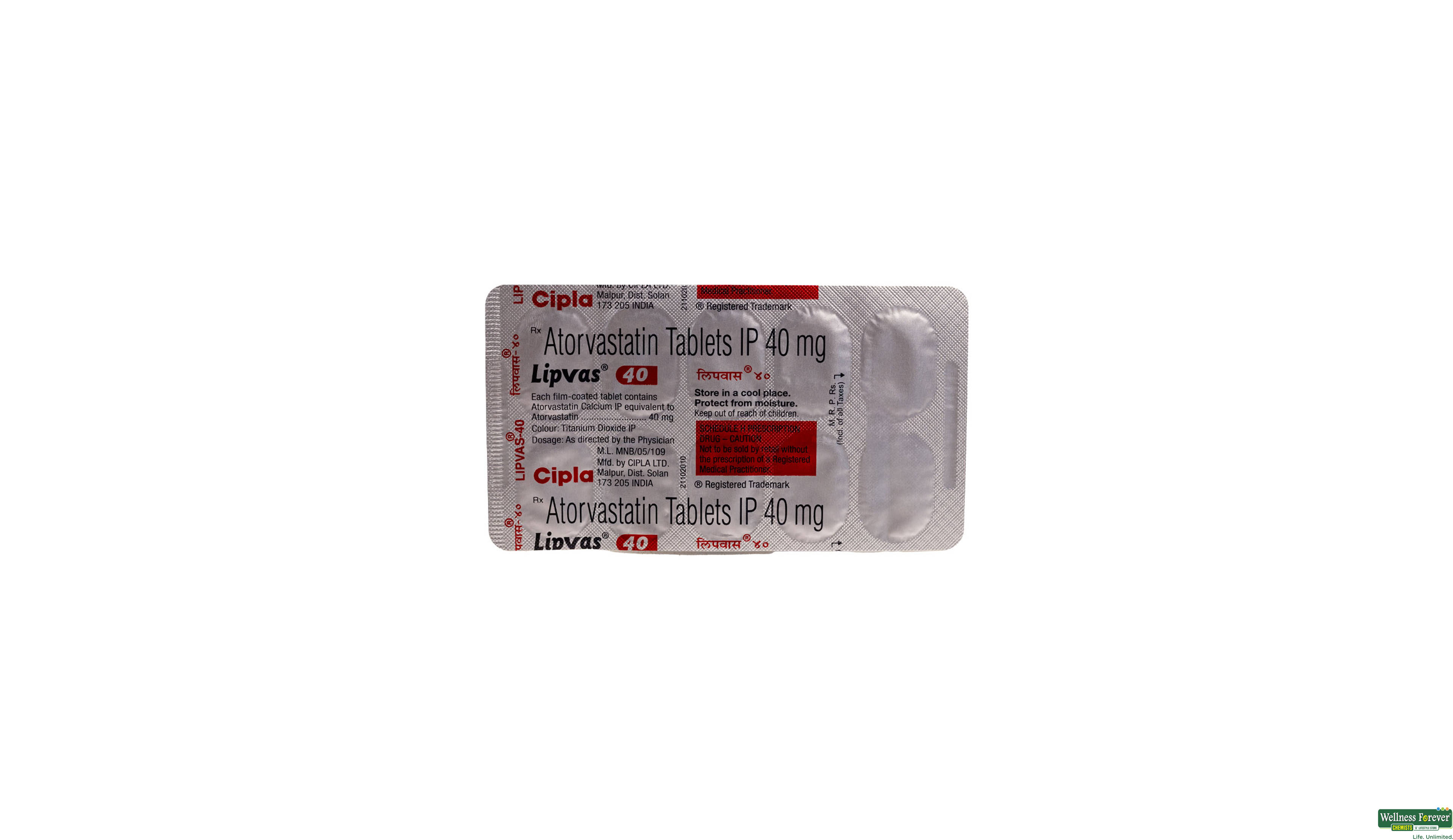 LIPVAS 40MG 10TAB- 2, 10TAB, 
