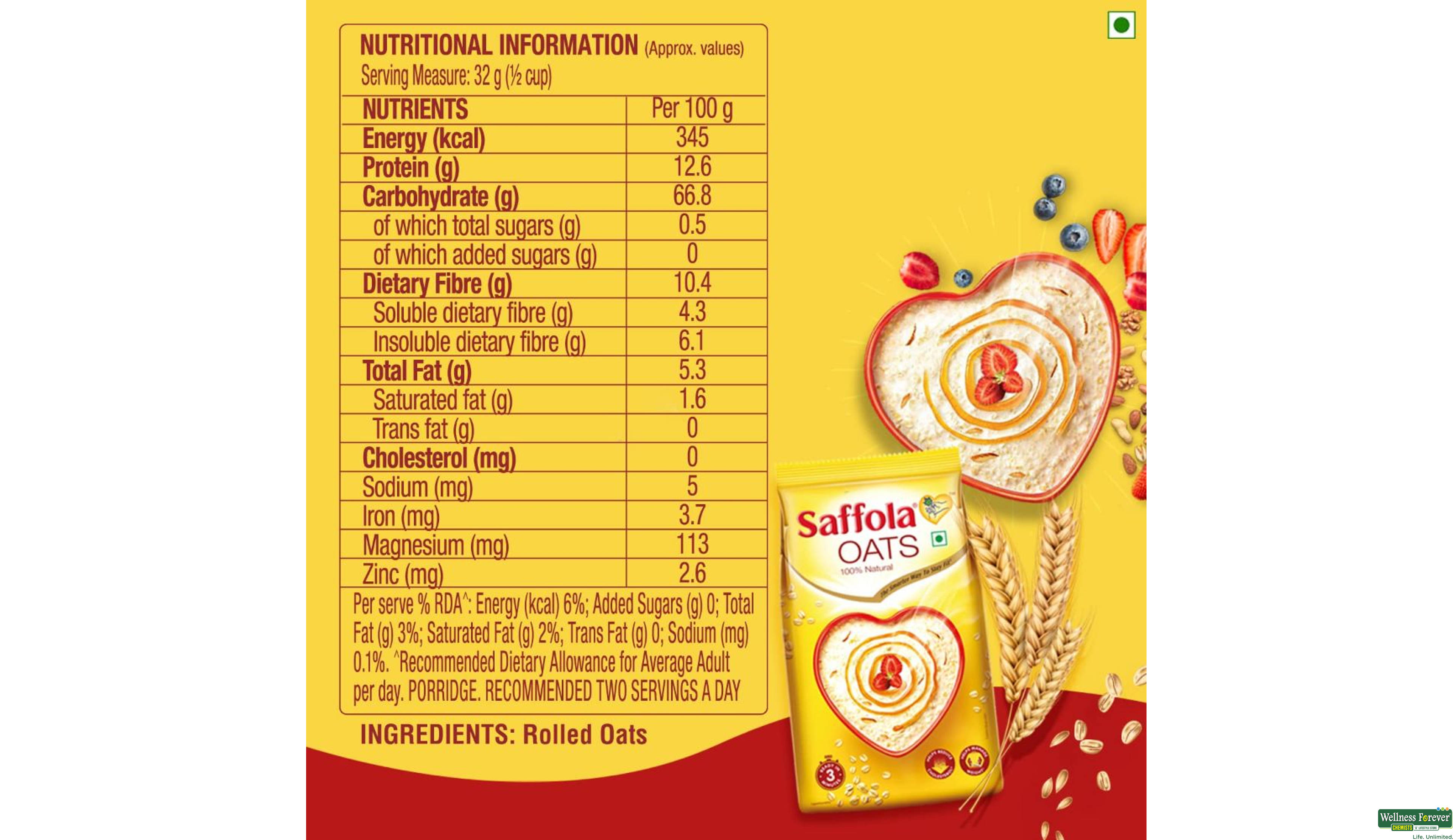 SAFFOLA OATS 400GM- 4, 400GM, null