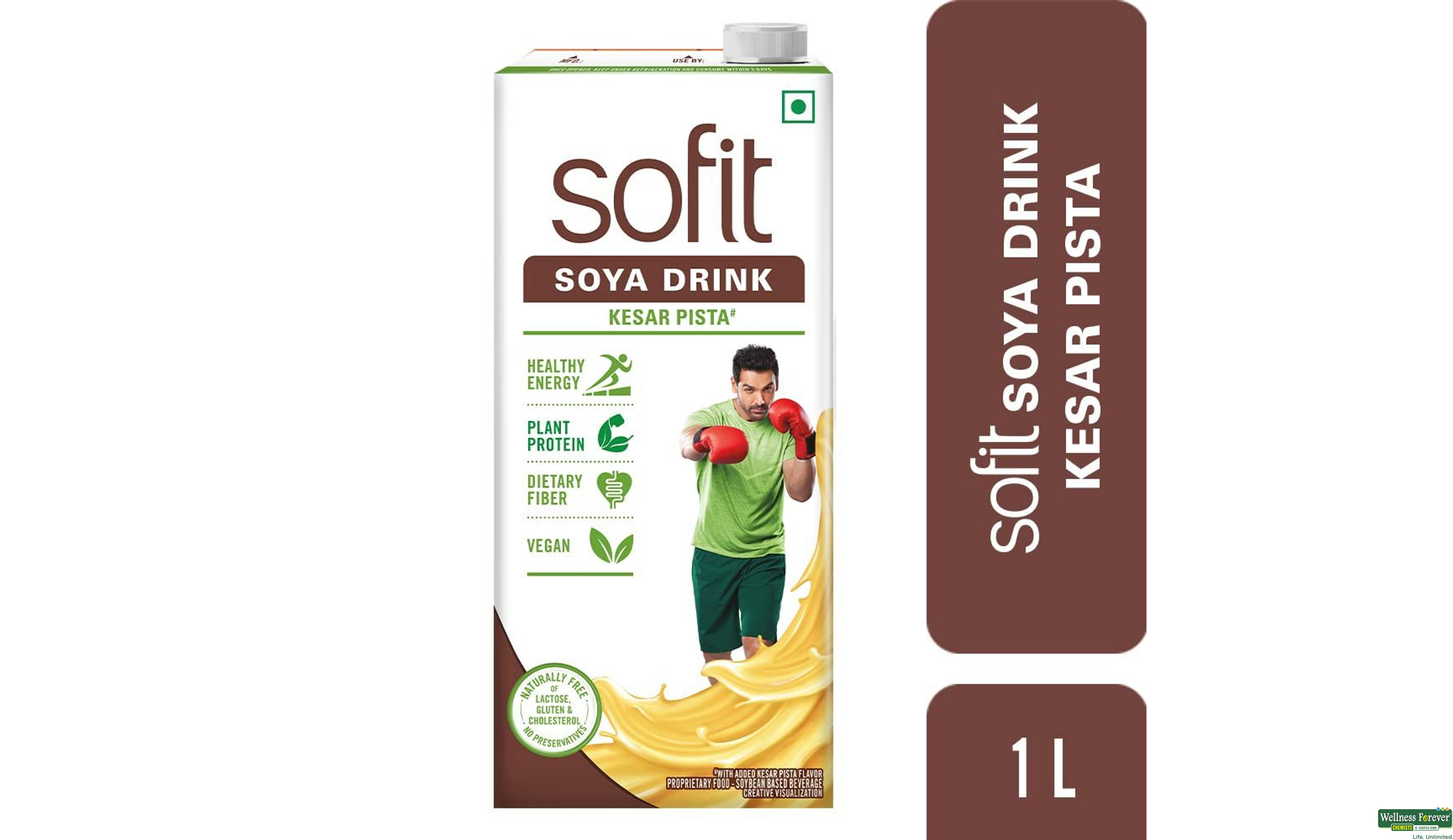 SOFIT SOYA MILK KESAR PISTA 1LTR- 1, 1LTR, null