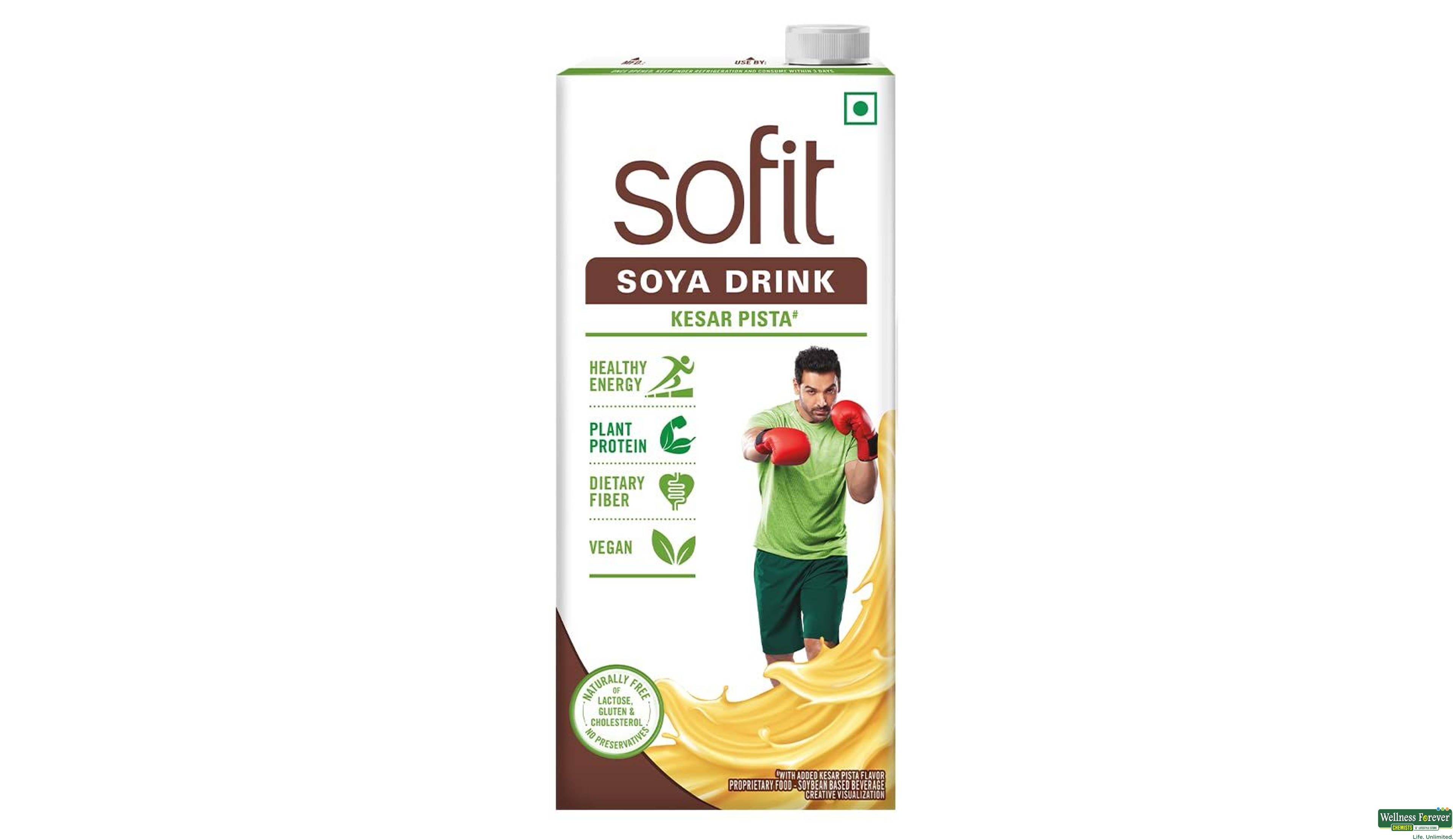 SOFIT SOYA MILK KESAR PISTA 1LTR- 2, 1LTR, null