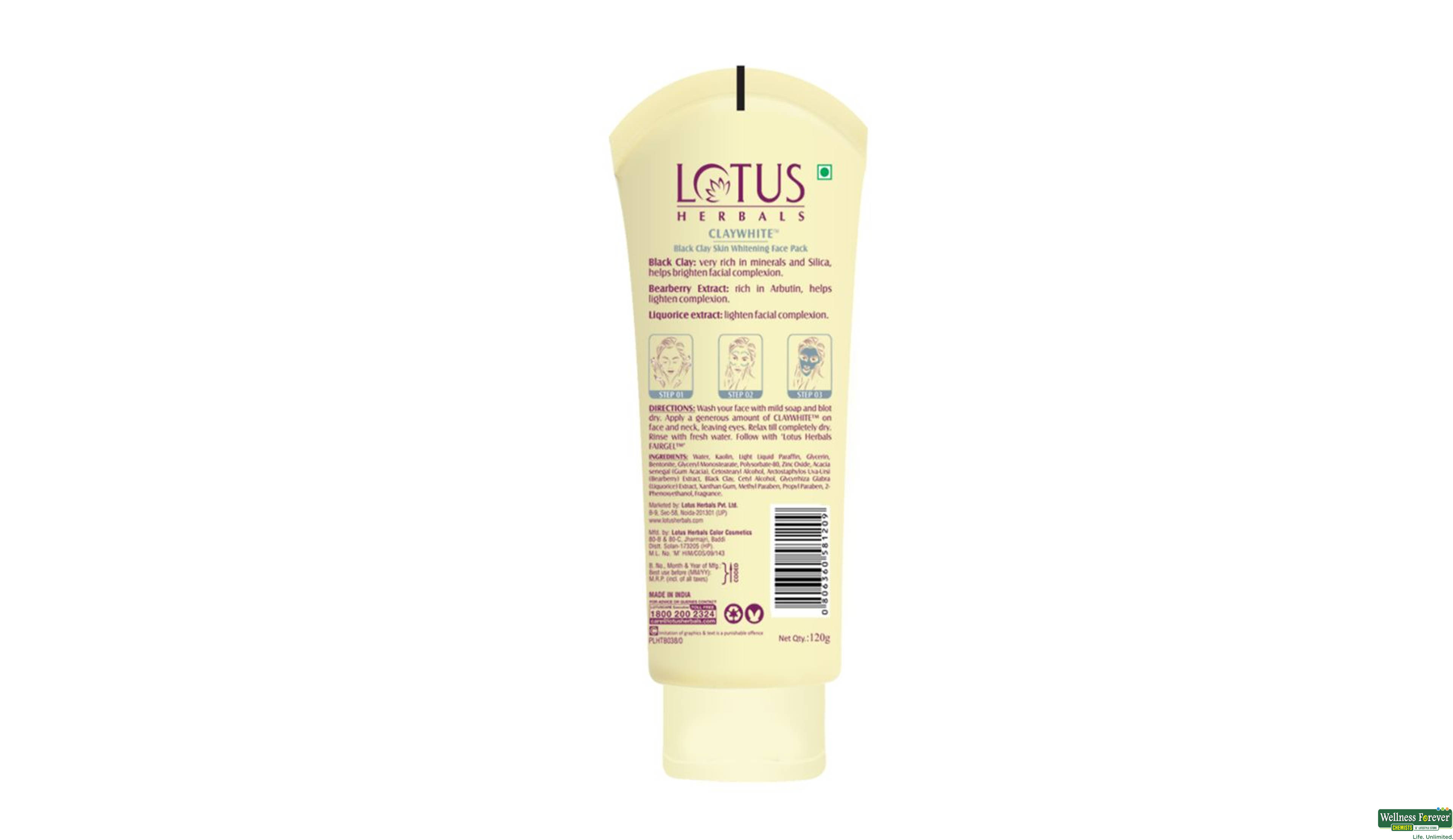 LOTUS F/PACK CLAYWHITE 120GM- 2, 120GM, 