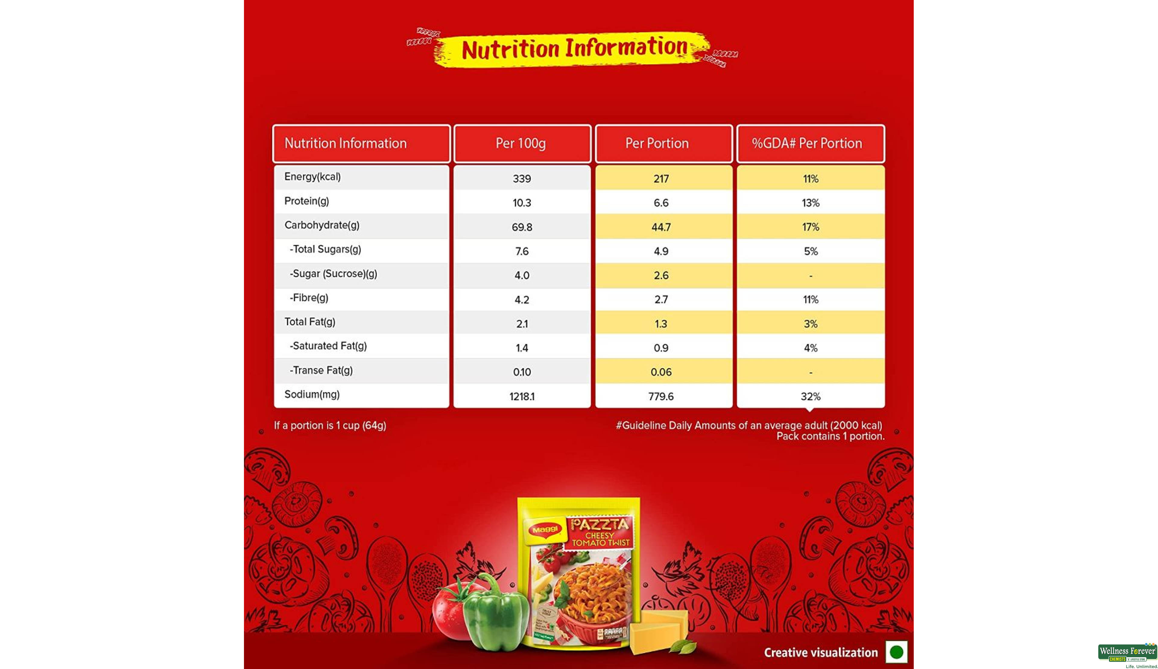 MAGGI PASTA TOMATO 64GM- 4, 64GM, null