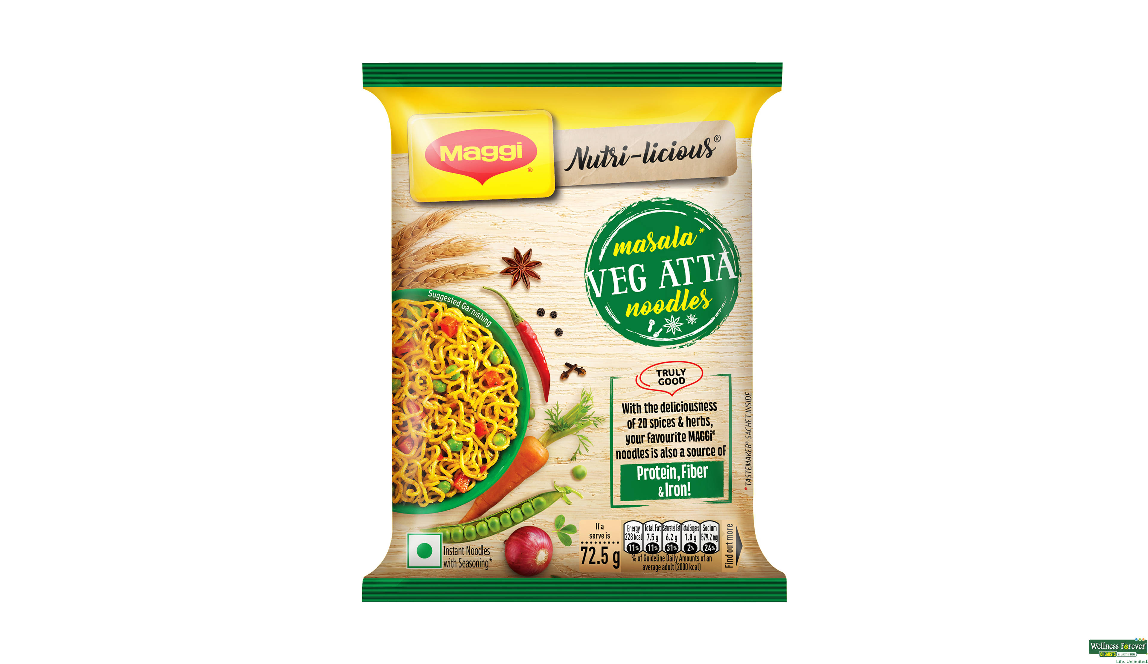 MAGGI NOODLE VEG ATTA 72.5GM- 1, 72.5GM, null