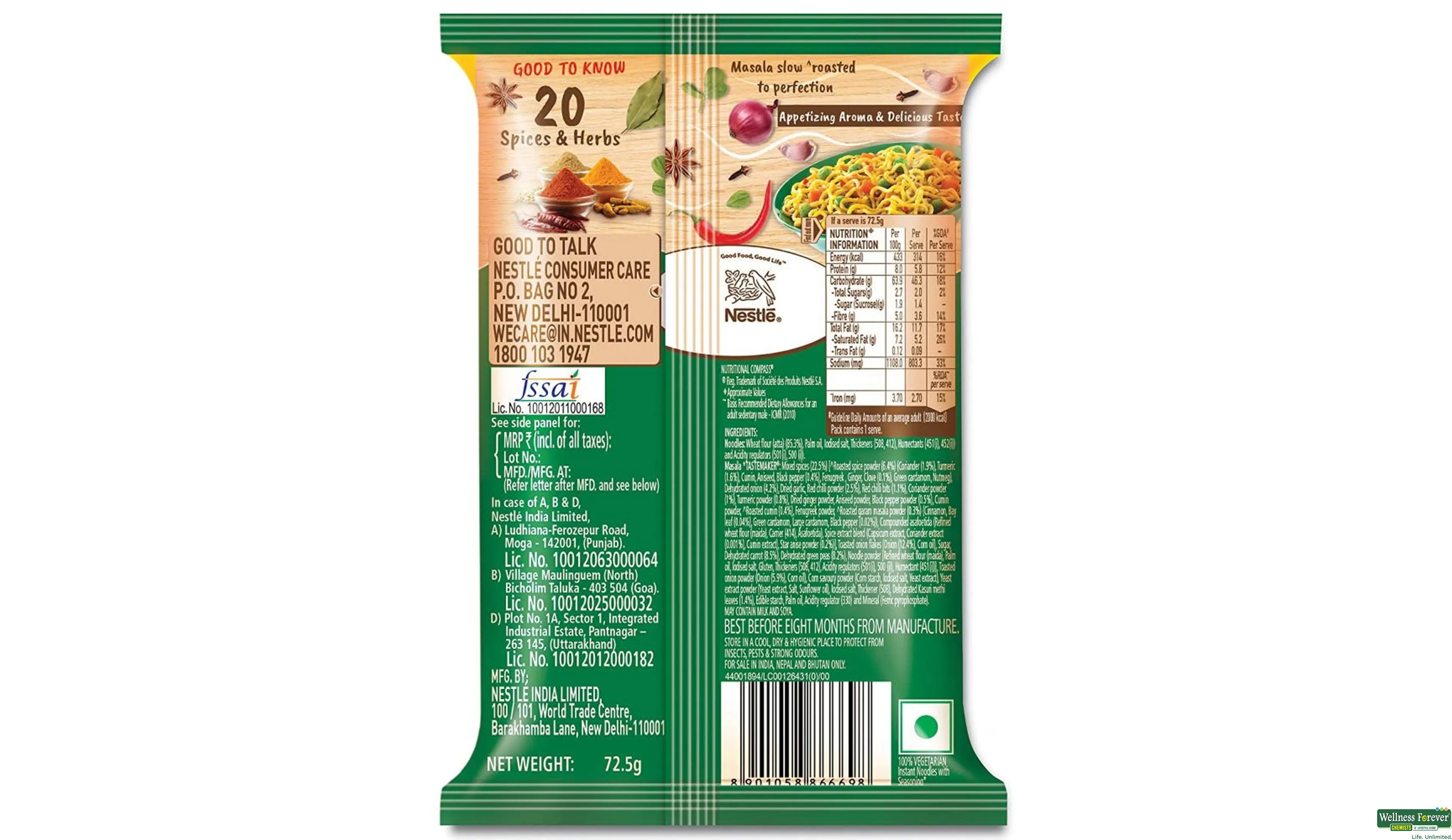 MAGGI NOODLE VEG ATTA 72.5GM- 2, 72.5GM, null