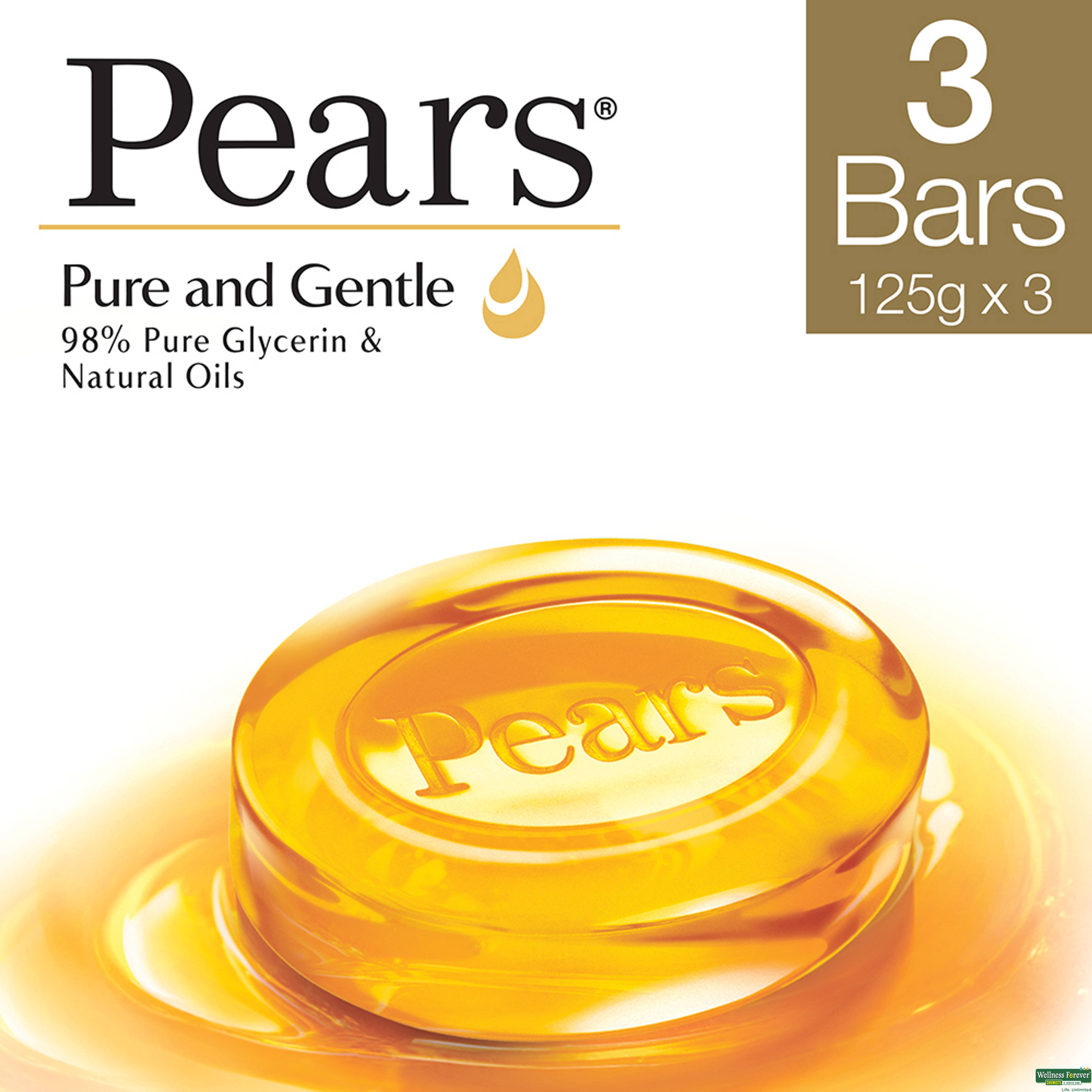 Pears Moisturising Bathing Bar Soap, 125 g, Pack of 3-image