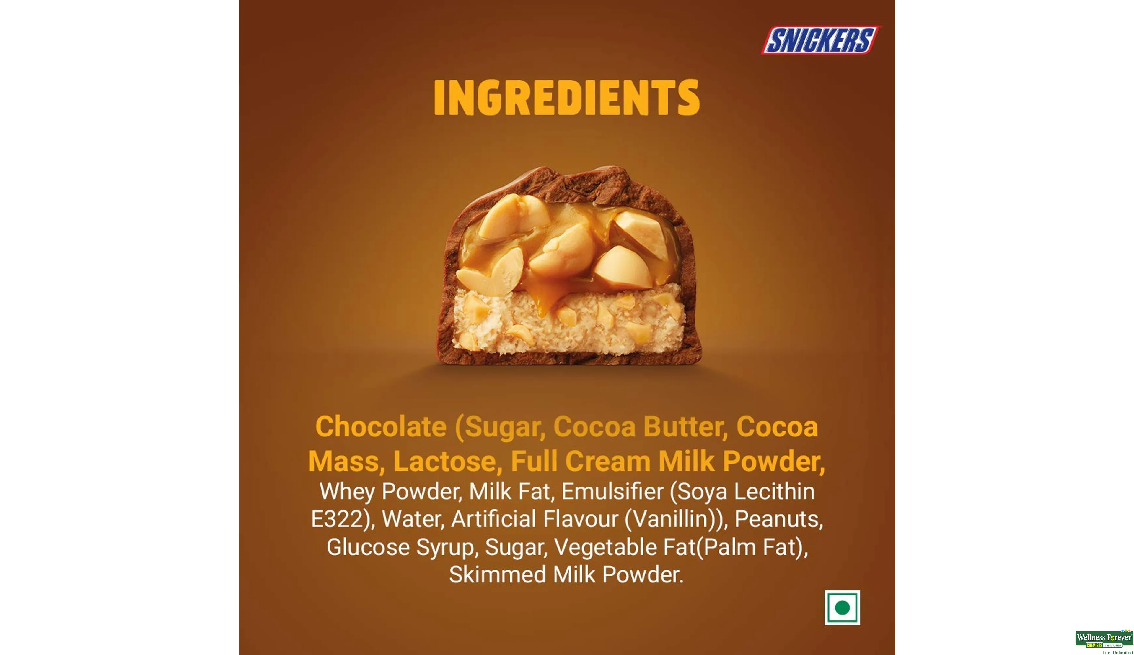 SNICKERS CHOC BAR 50GM- 4, 50GM, null