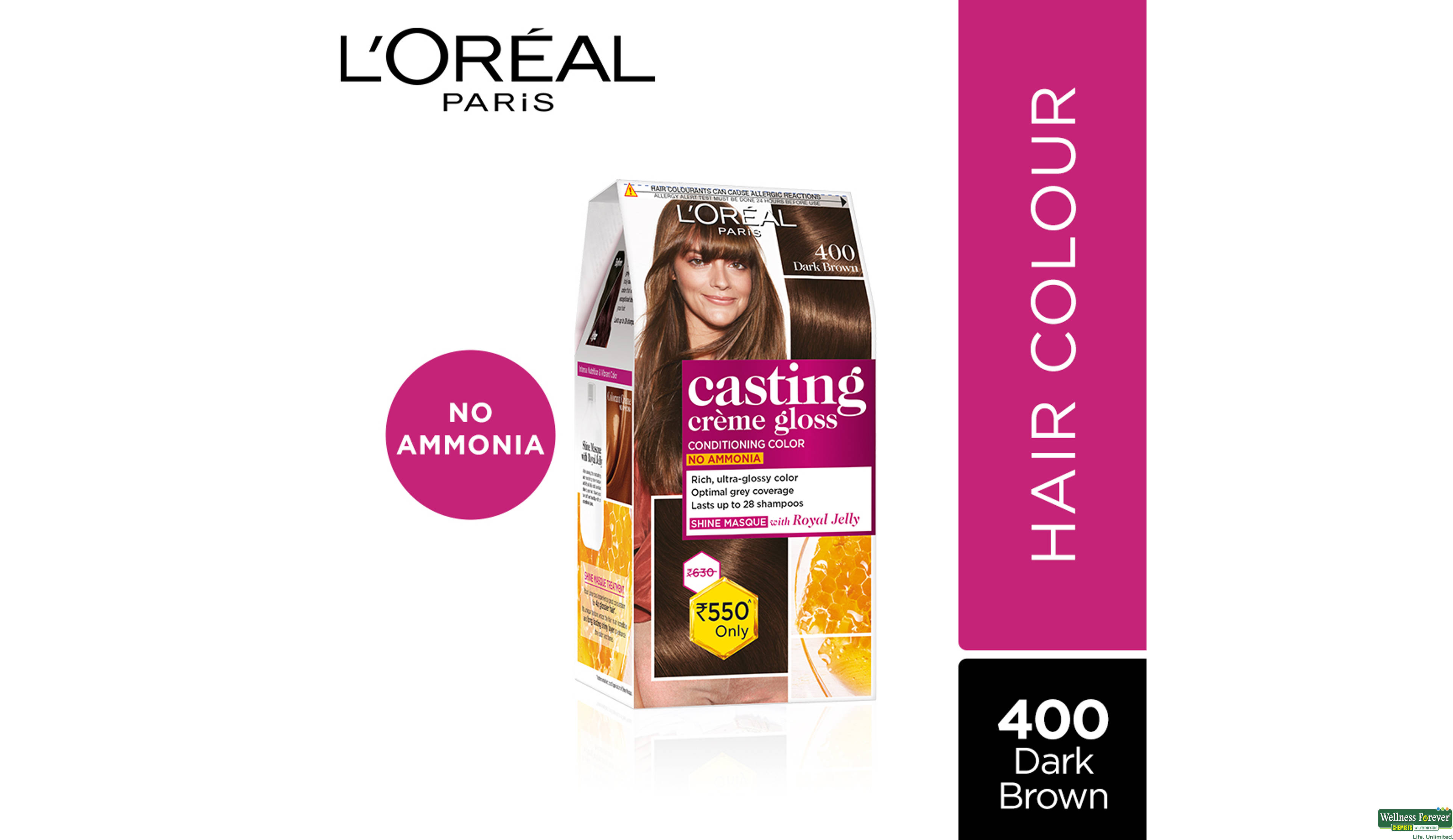 LOREAL HR/COLOR CAST DARK BROWN 400 1PC- 1, 1PC, 