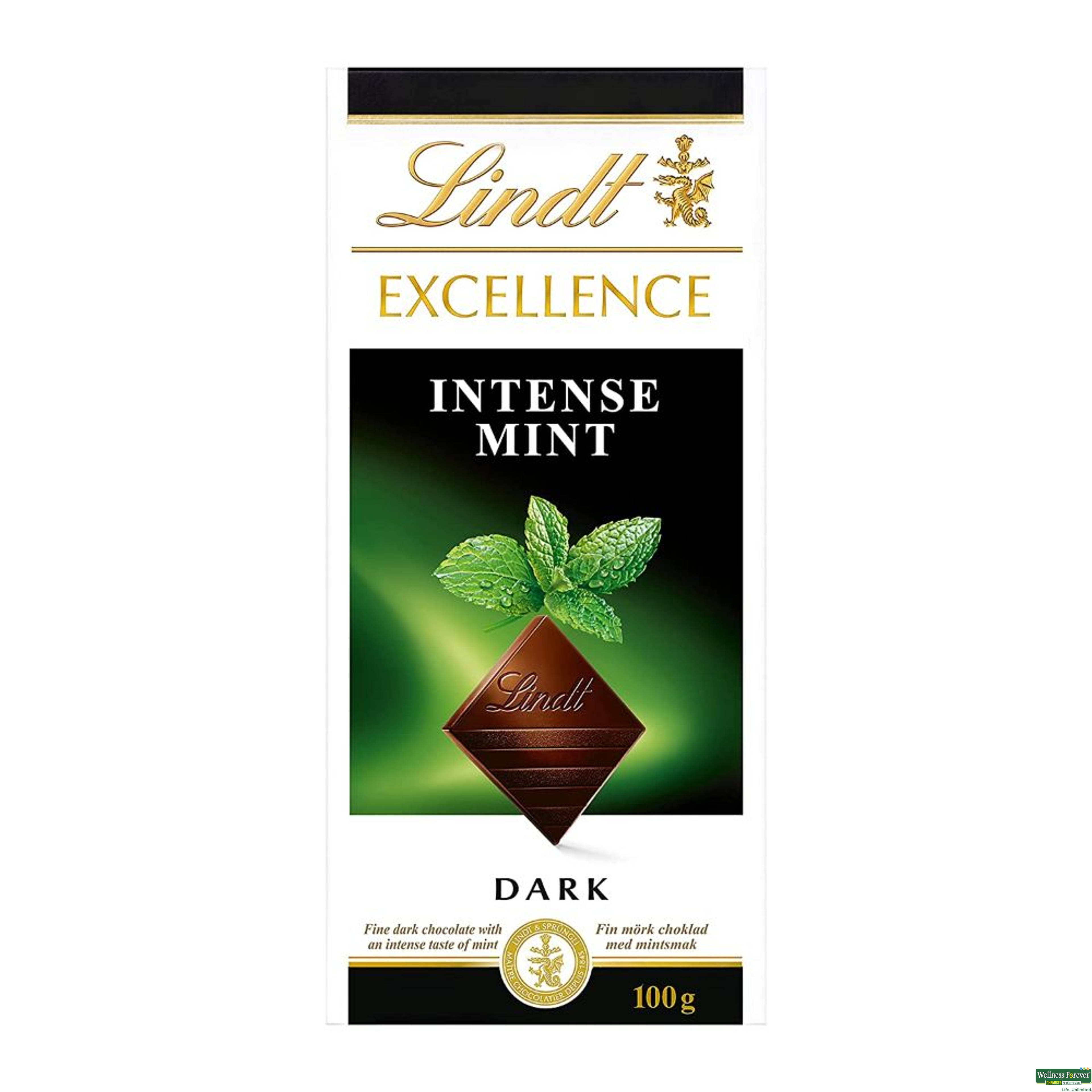 Lindt Excellence Mint Intense Dark Chocolate Bar, 100 g-image