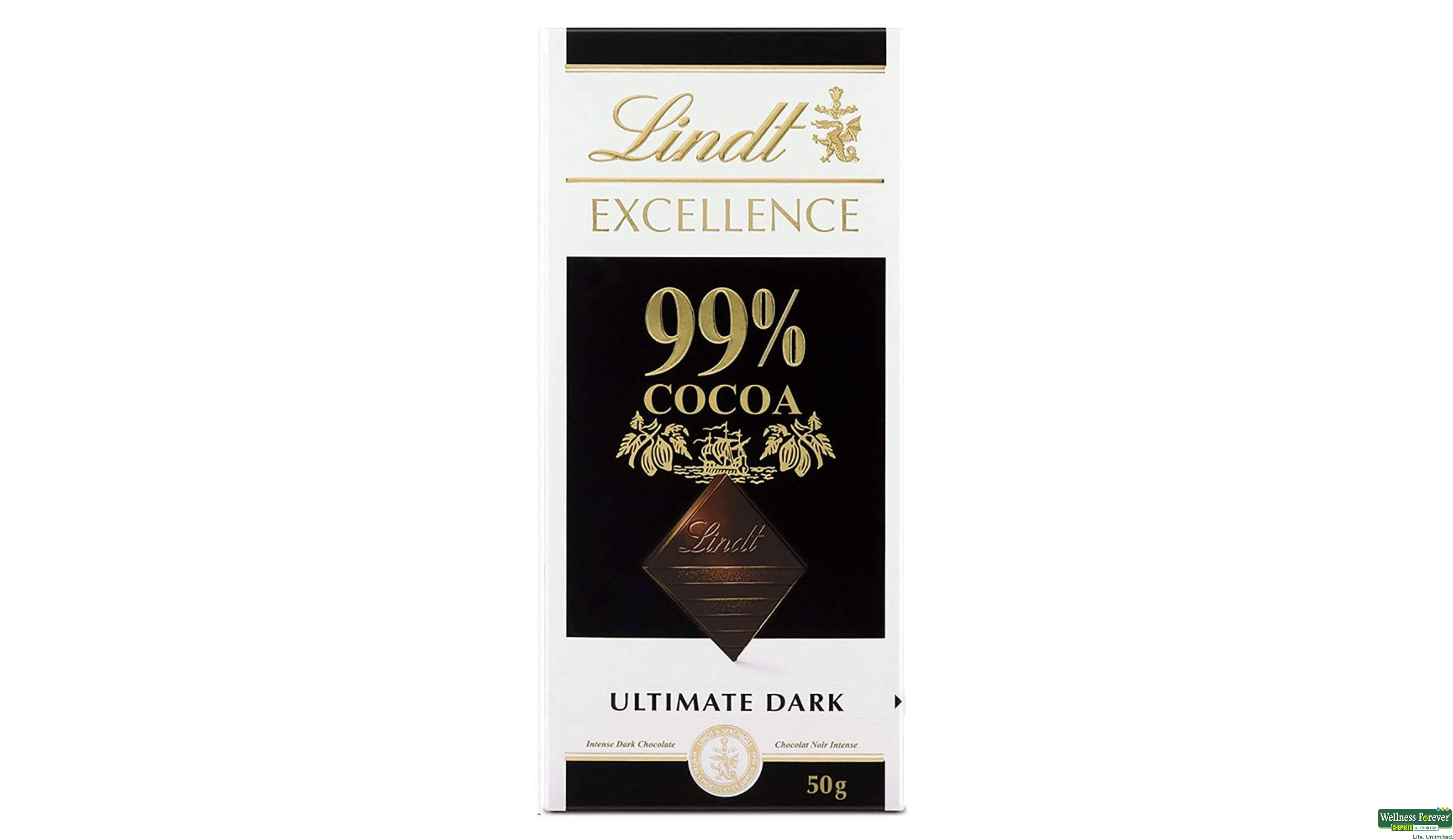 LINDT CHOC EXCE COCOA DARK 99% 50GM- 1, 50GM, 