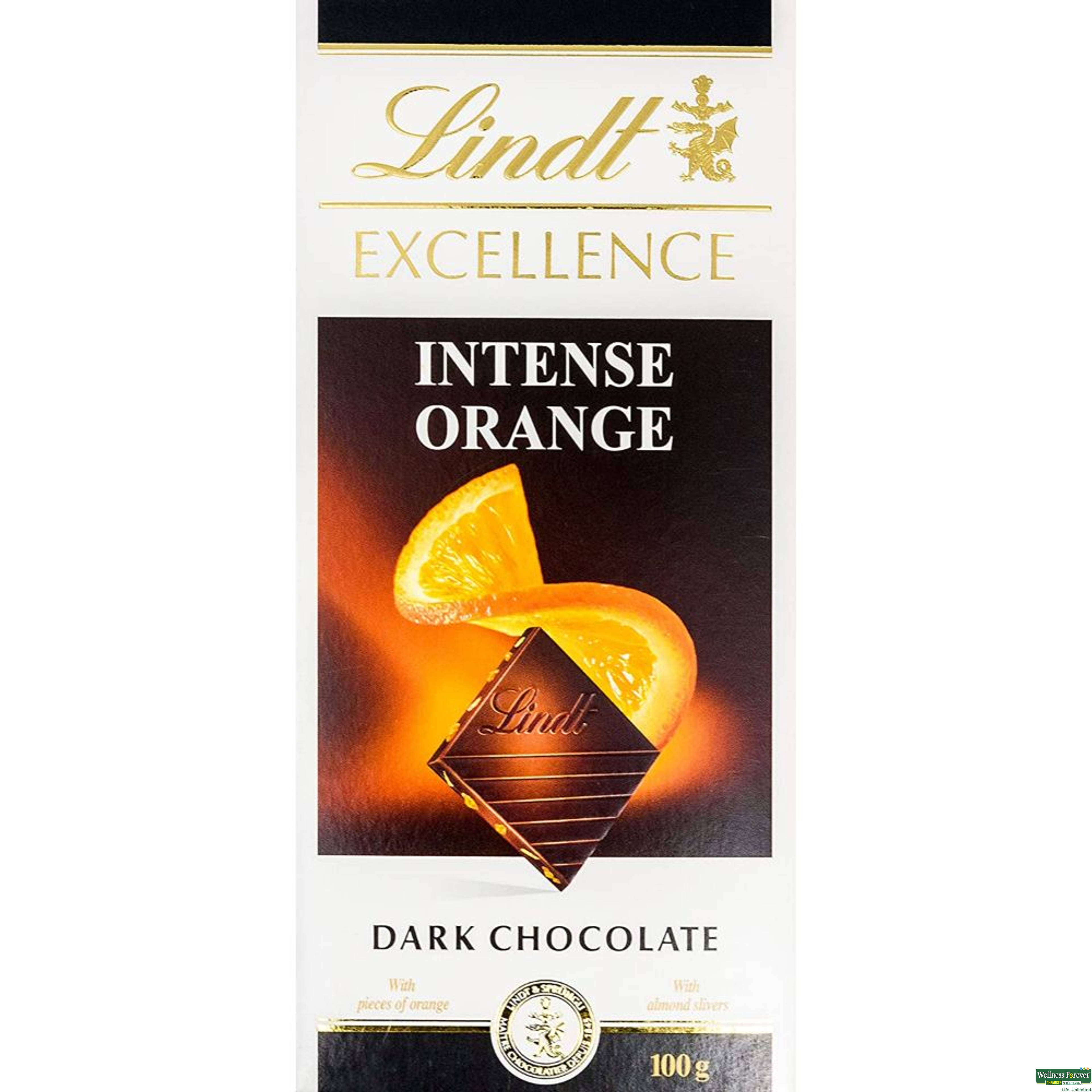 Lindt Excellence Orange Intense Dark Chocolate Bar, 100 g-image