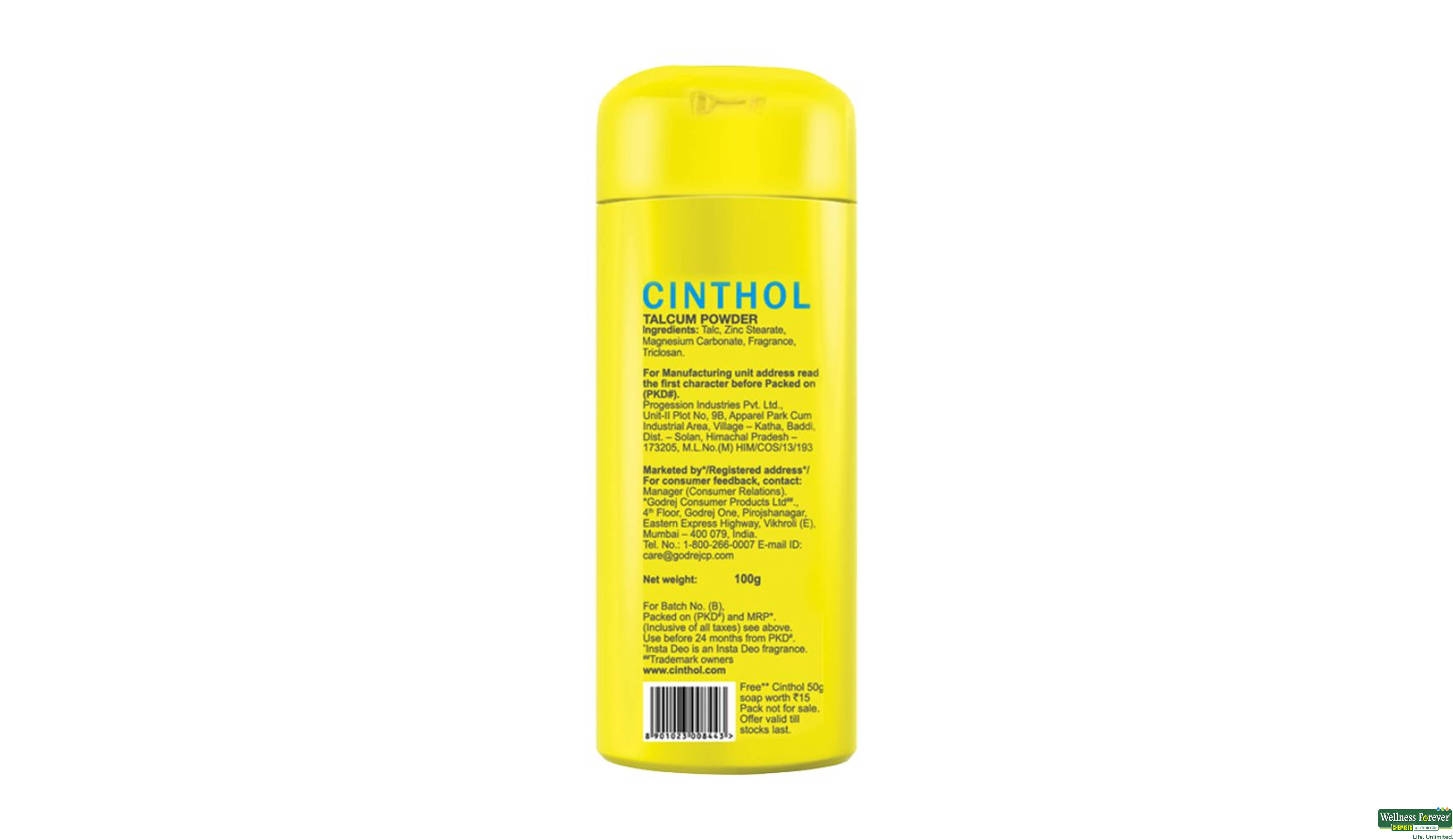 CINTHOL TALC LIME FRESH 100GM- 3, 100GM, 