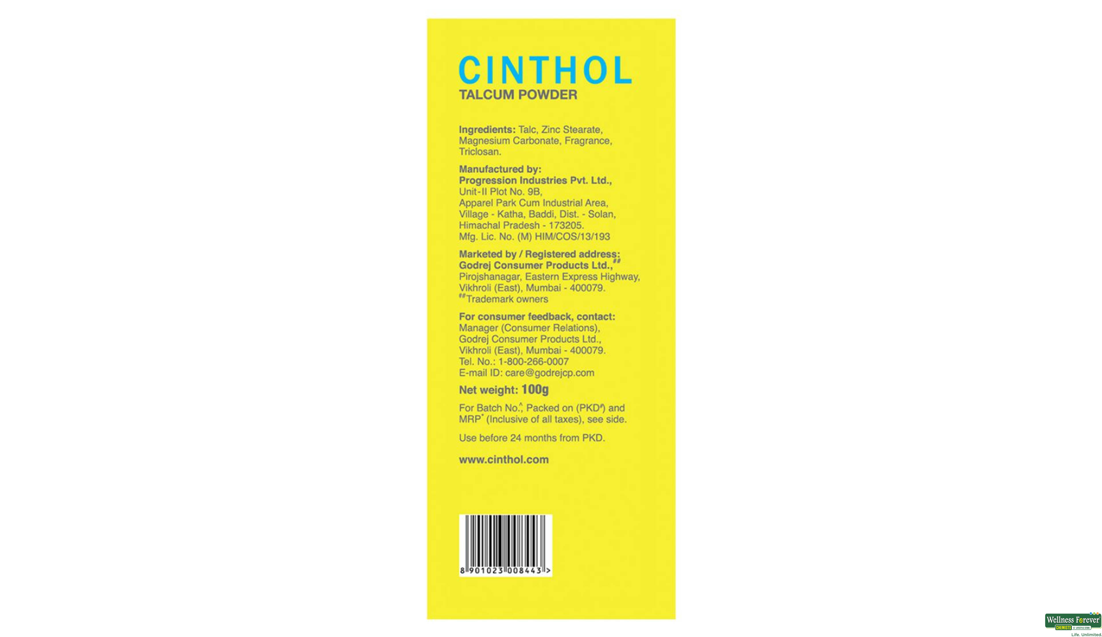 CINTHOL TALC LIME FRESH 100GM- 4, 100GM, 