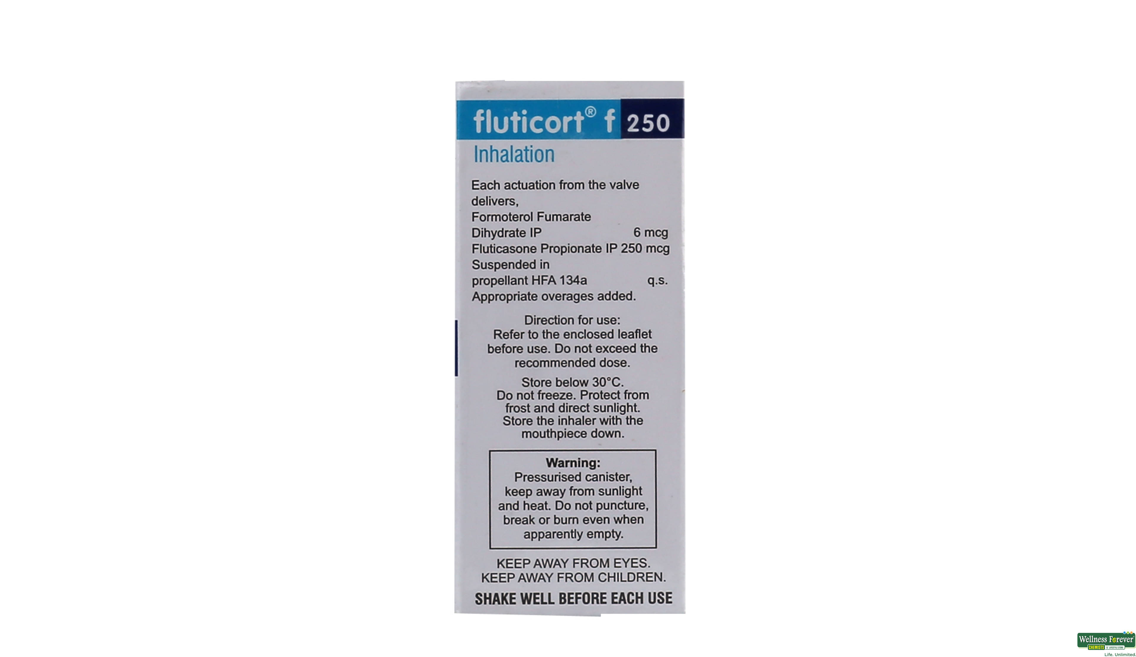 FLUTICORT-F 250 INHALER- 2, 1PC, 