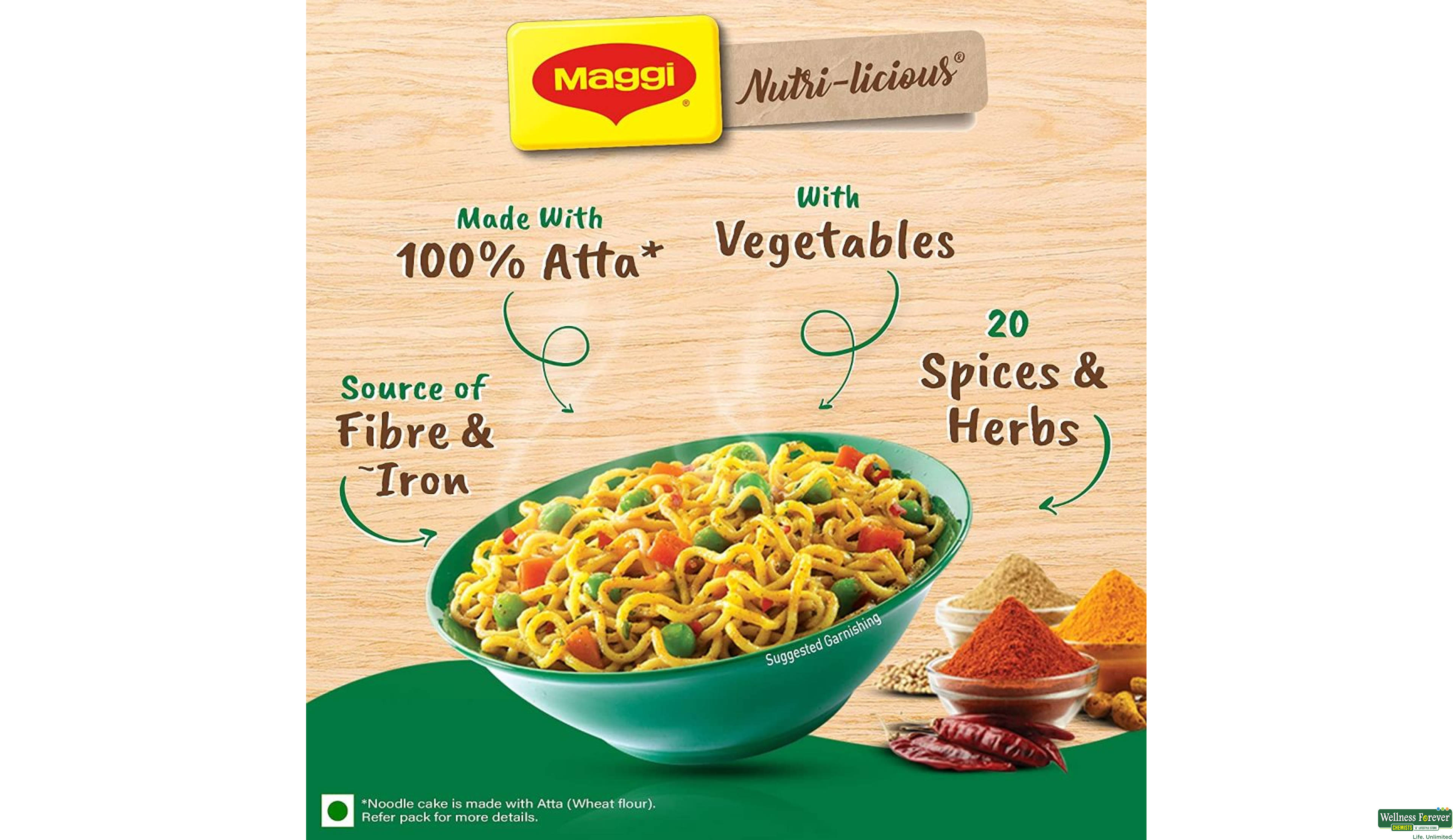 MAGGI NOODLE VEG ATTA 290GM- 7, 290GM, null