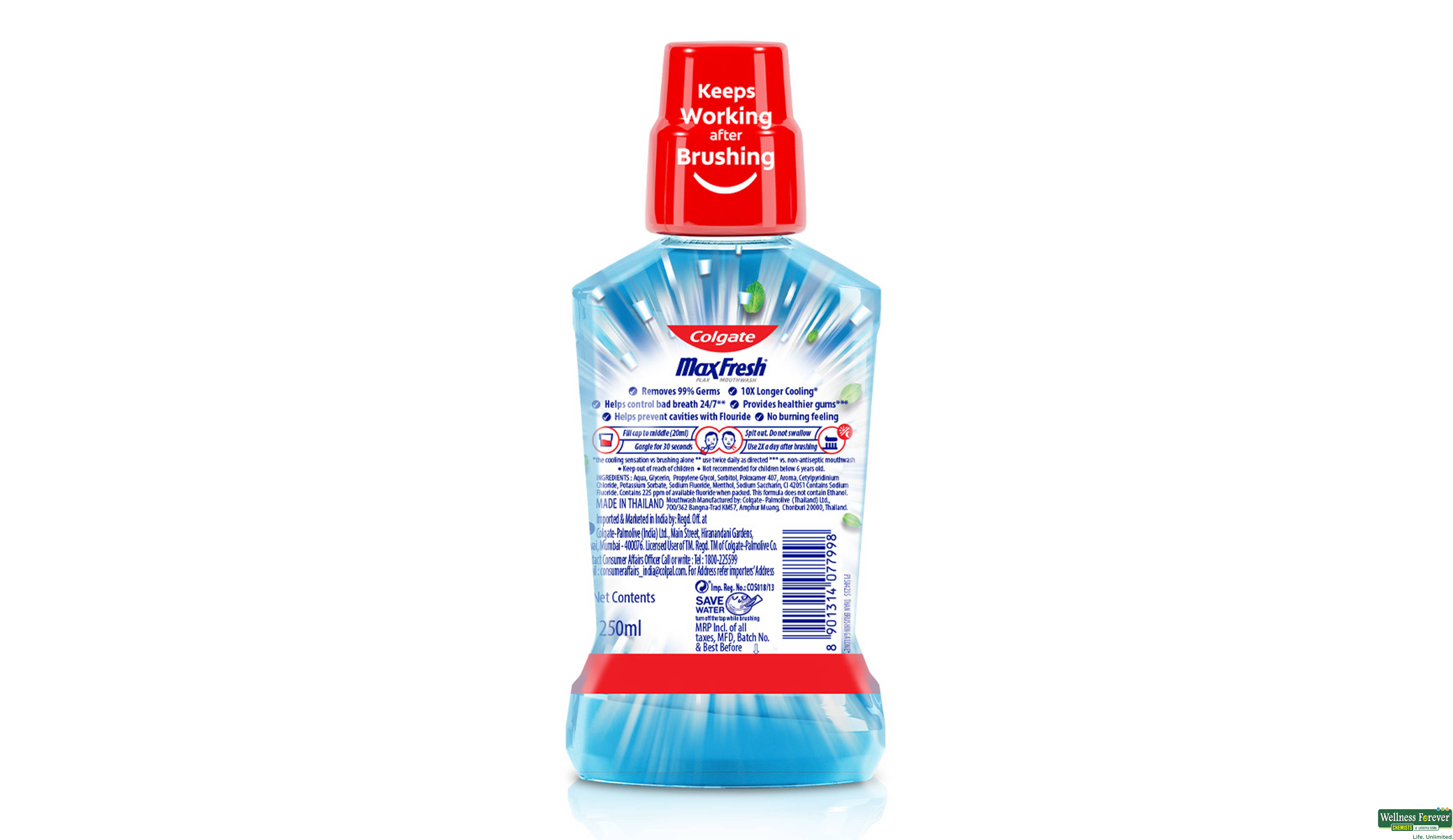 COLG M/WASH PLAX PEPPERMINT 250ML- 2, 250ML, 