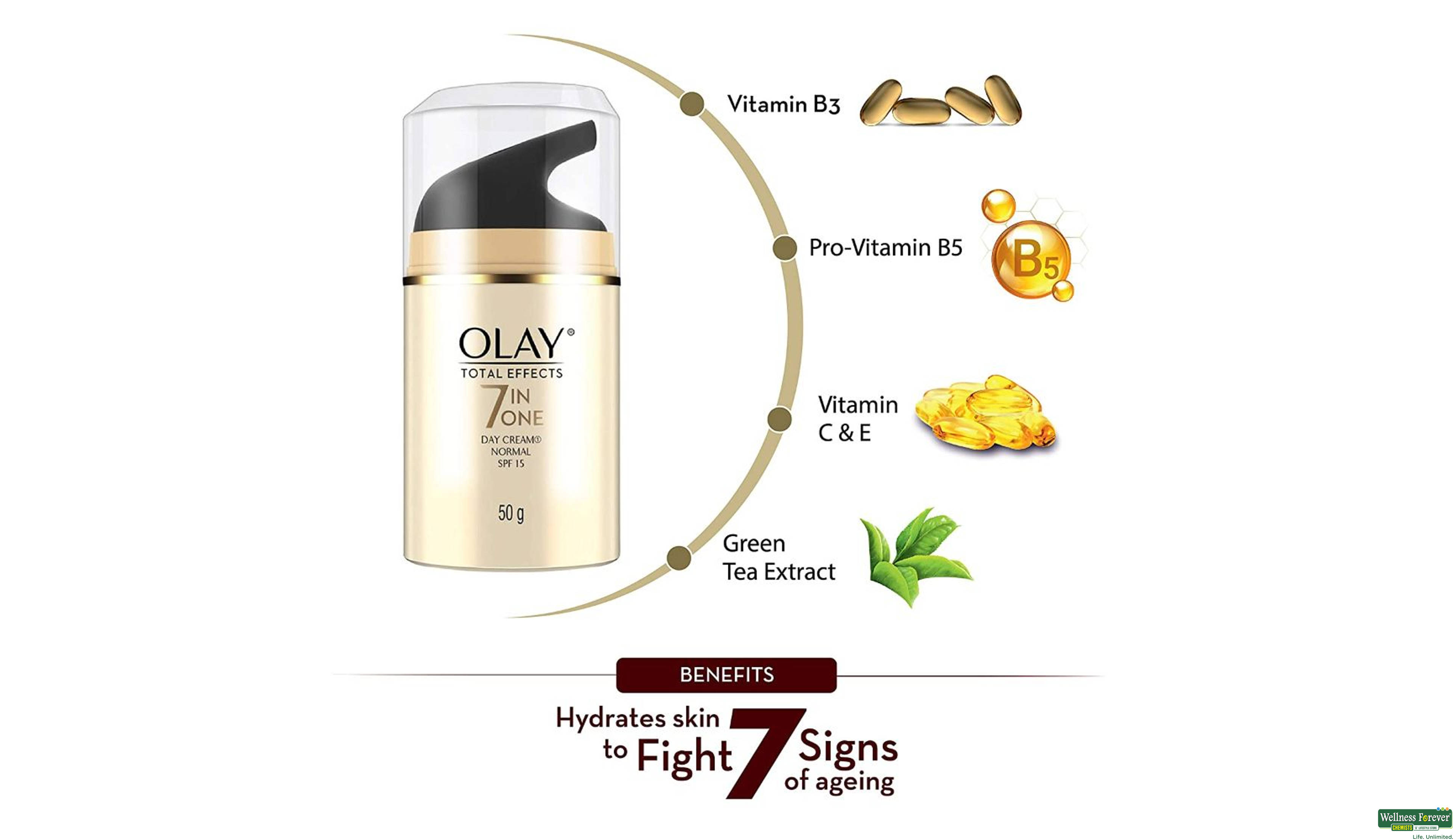 OLAY CRM DAY TOTAL EFFECT NOR/SPF15 50GM- 5, 50GM, 