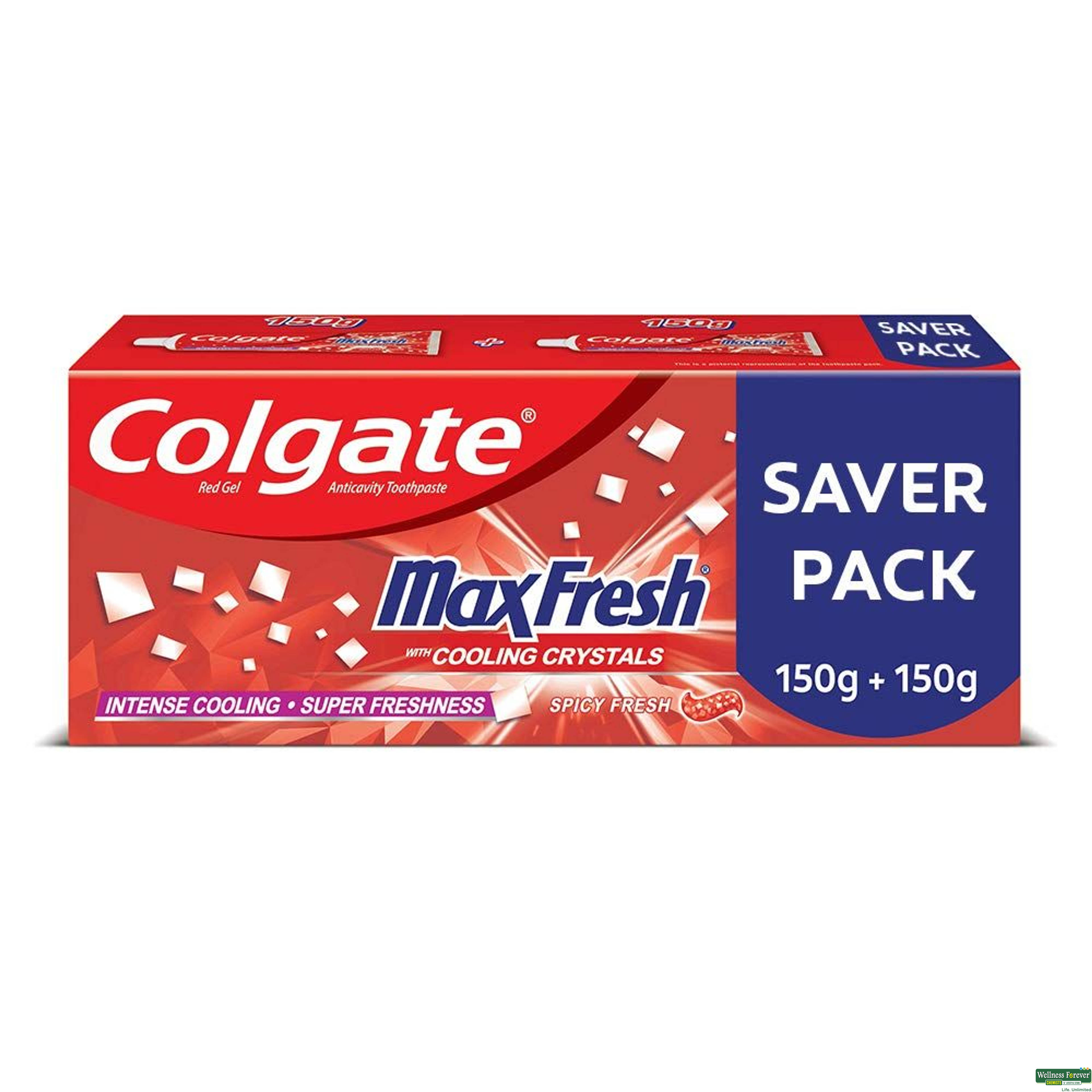 Colgate Max Fresh Cooling Crystals Toothpaste With Toothbrush, 2 x 150 g-image