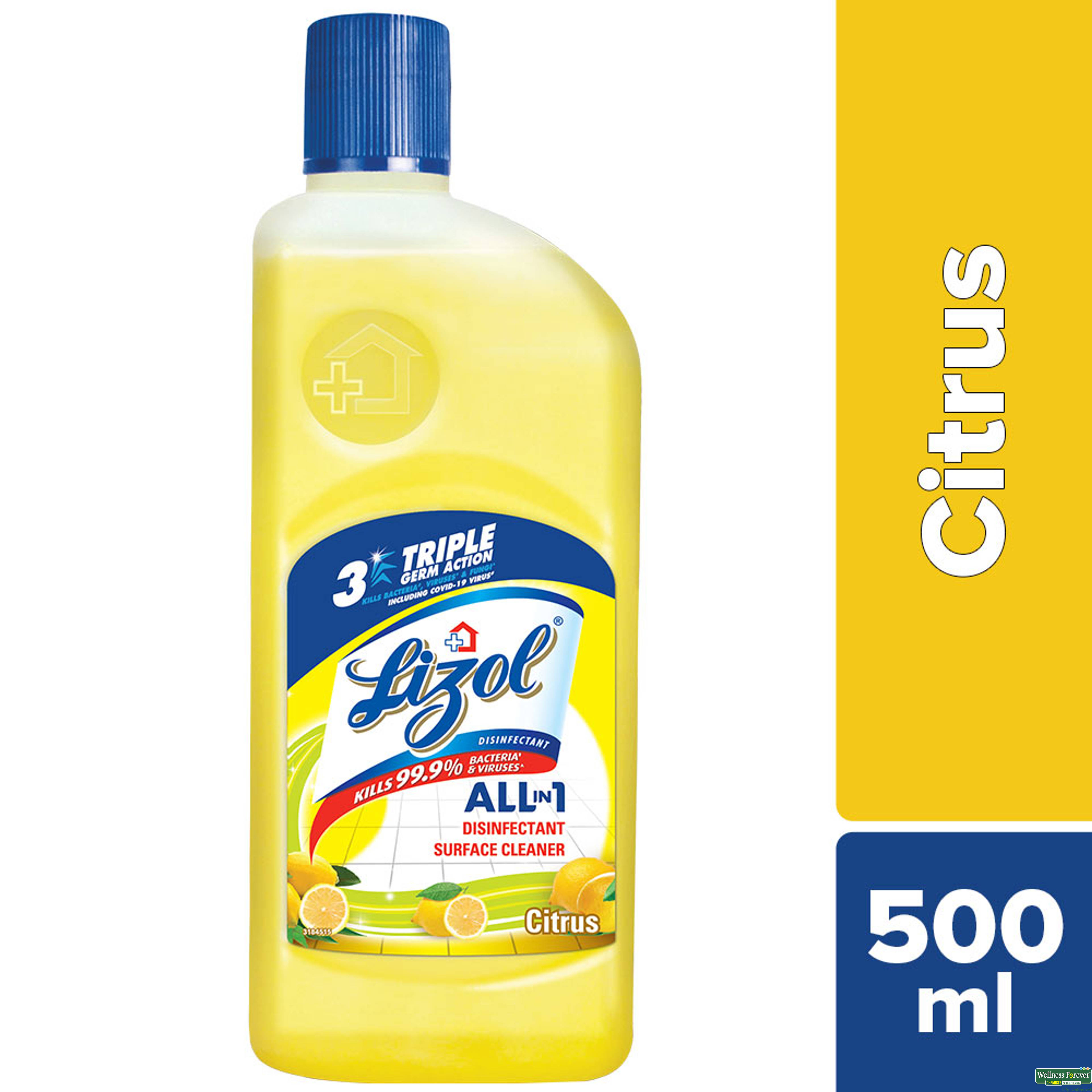 Lizol Citrus Scent Disinfectant Floor Cleaner, 500 ml-image