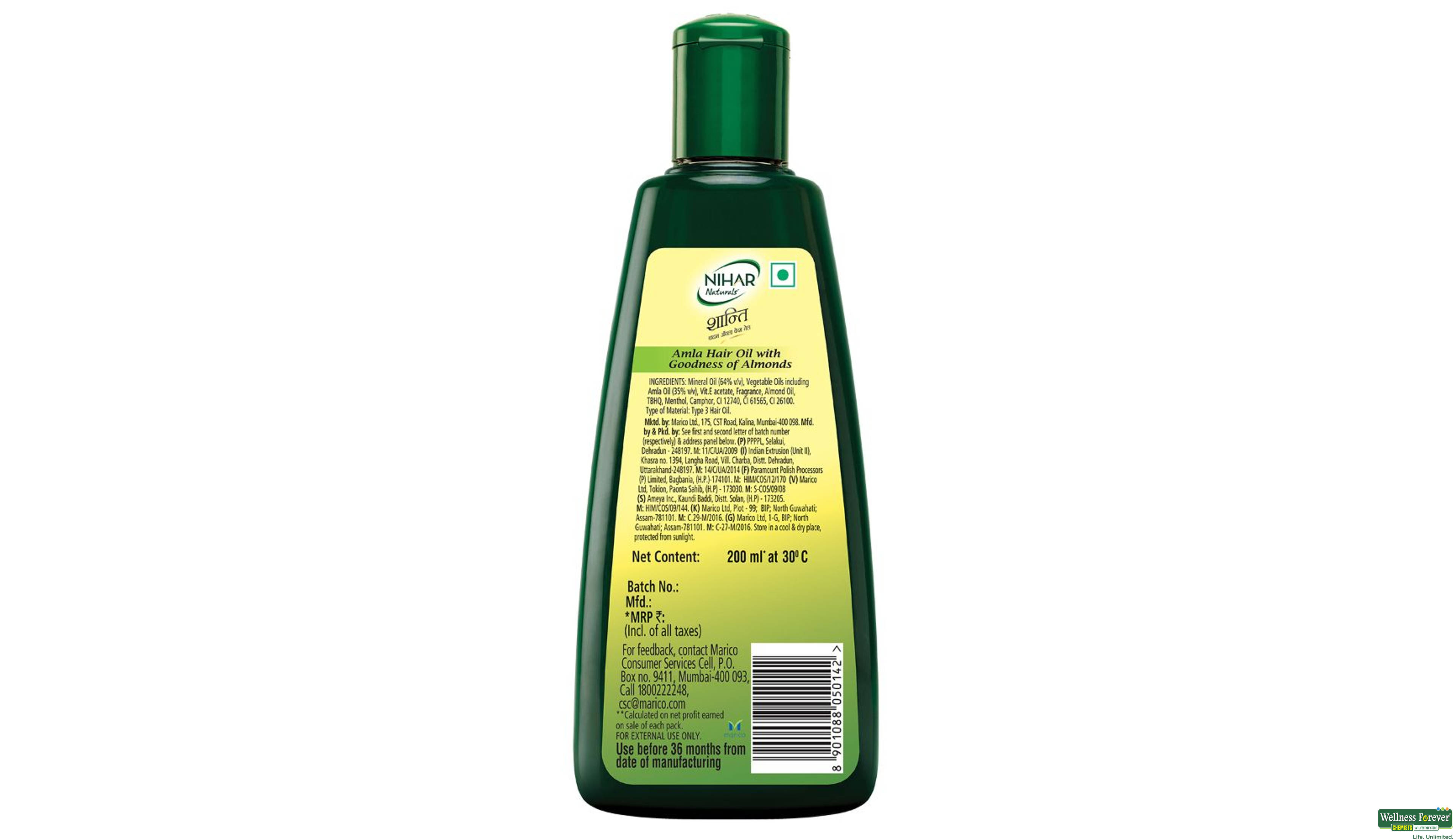 NIHAR HR/OIL SHANTI BADAM 200ML- 2, 200ML, 