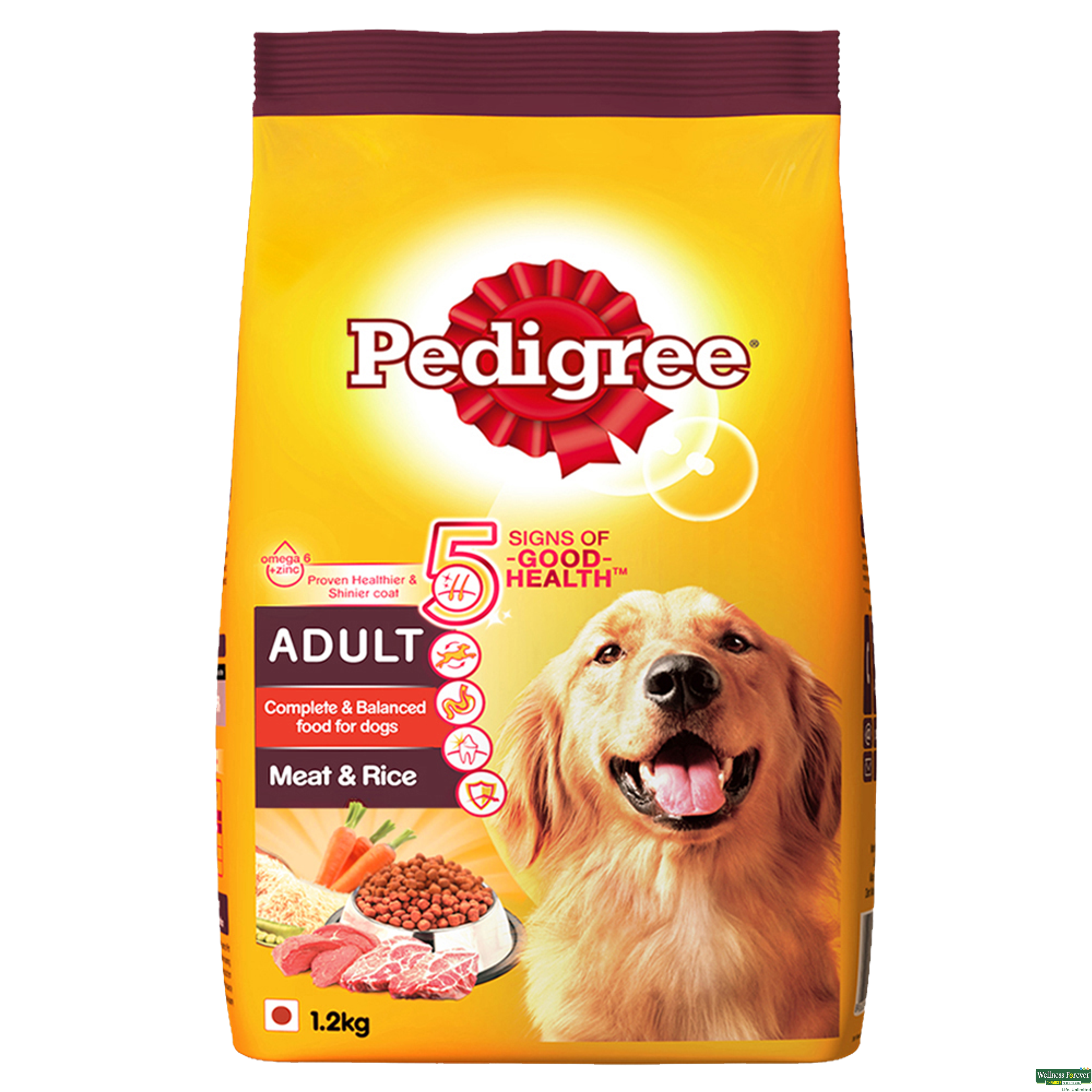 Pedigree Adult Dry Dog Food, Meat & Rice, 1.2 kg-image