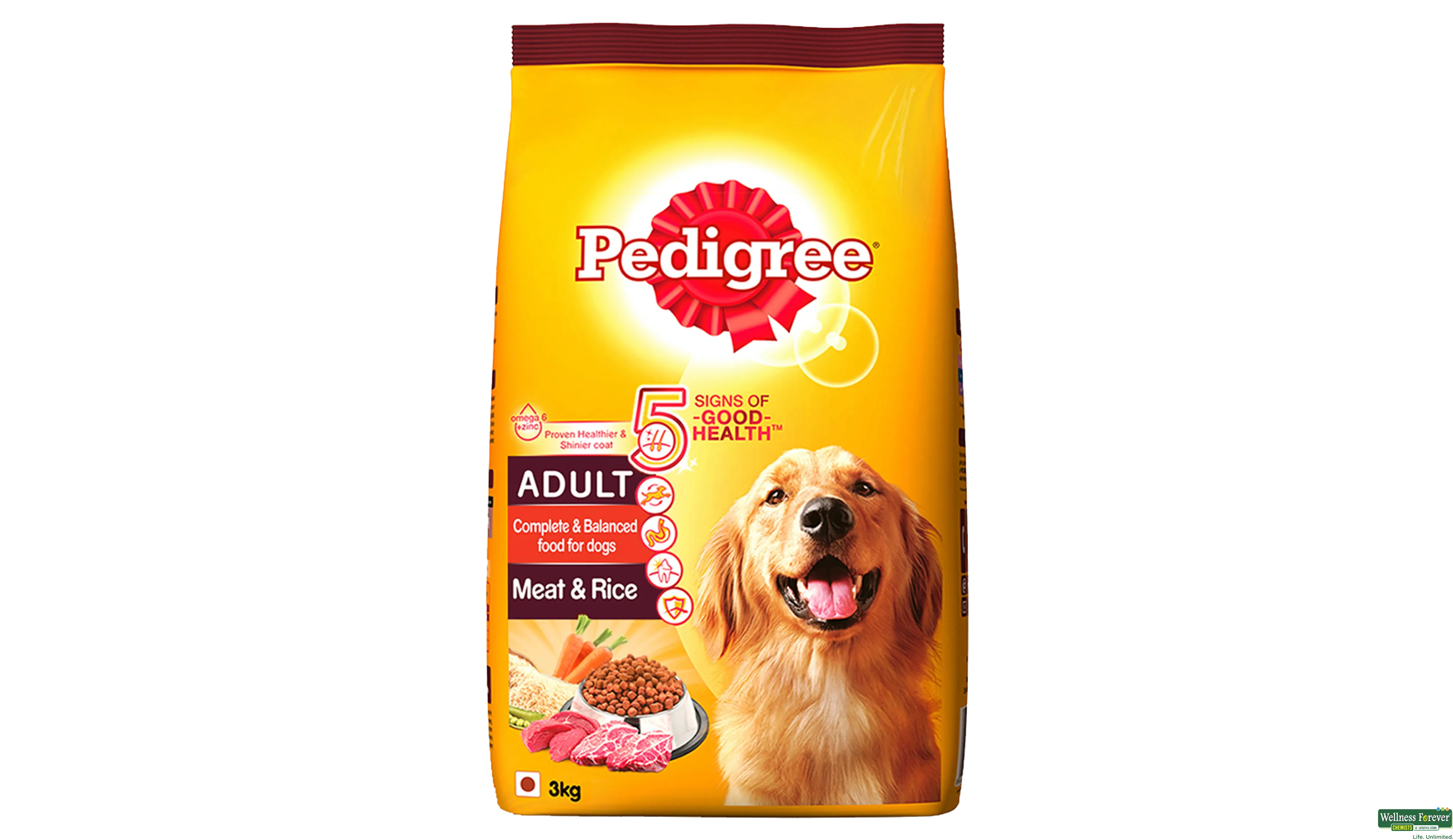 PEDIGREE DOG FOOD ADULT MEAT/RICE 3KG- 1, 3KG, null