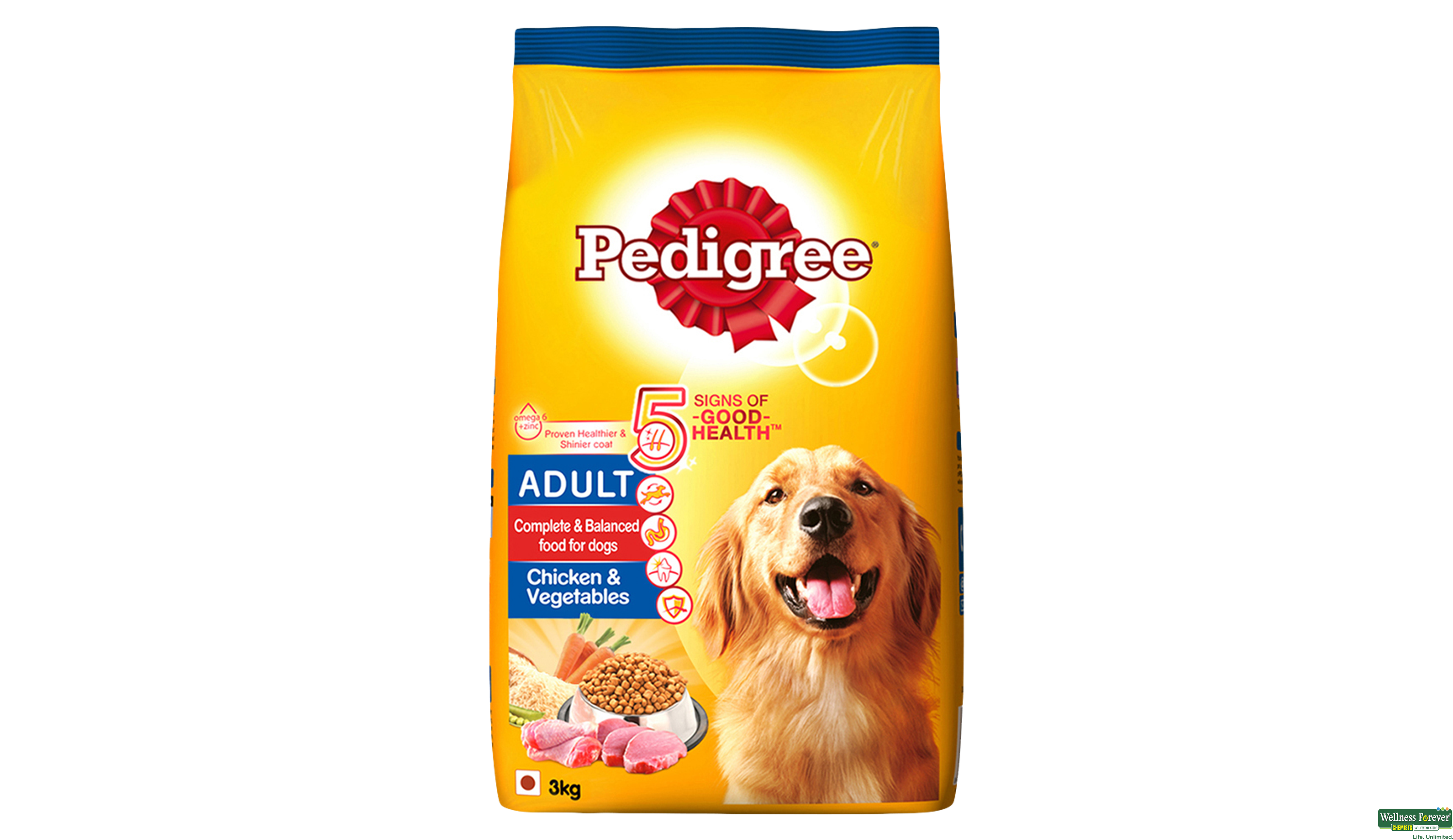 PEDIGREE DOG FOOD ADULT CHI/VEG 3KG- 1, 3KG, null