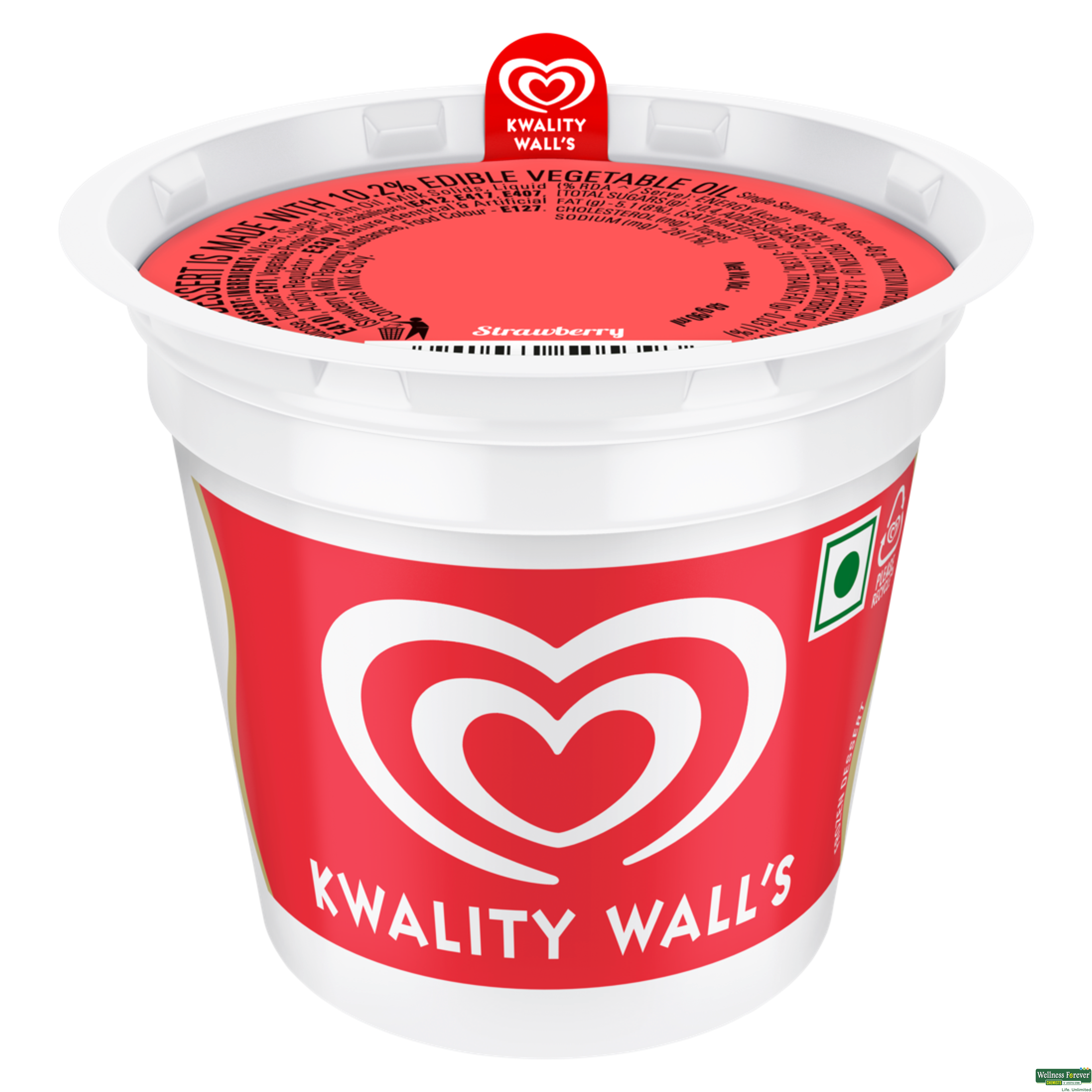 Kwality Wall'S Strawberry Cup Ice Cream, 1 Piece-image