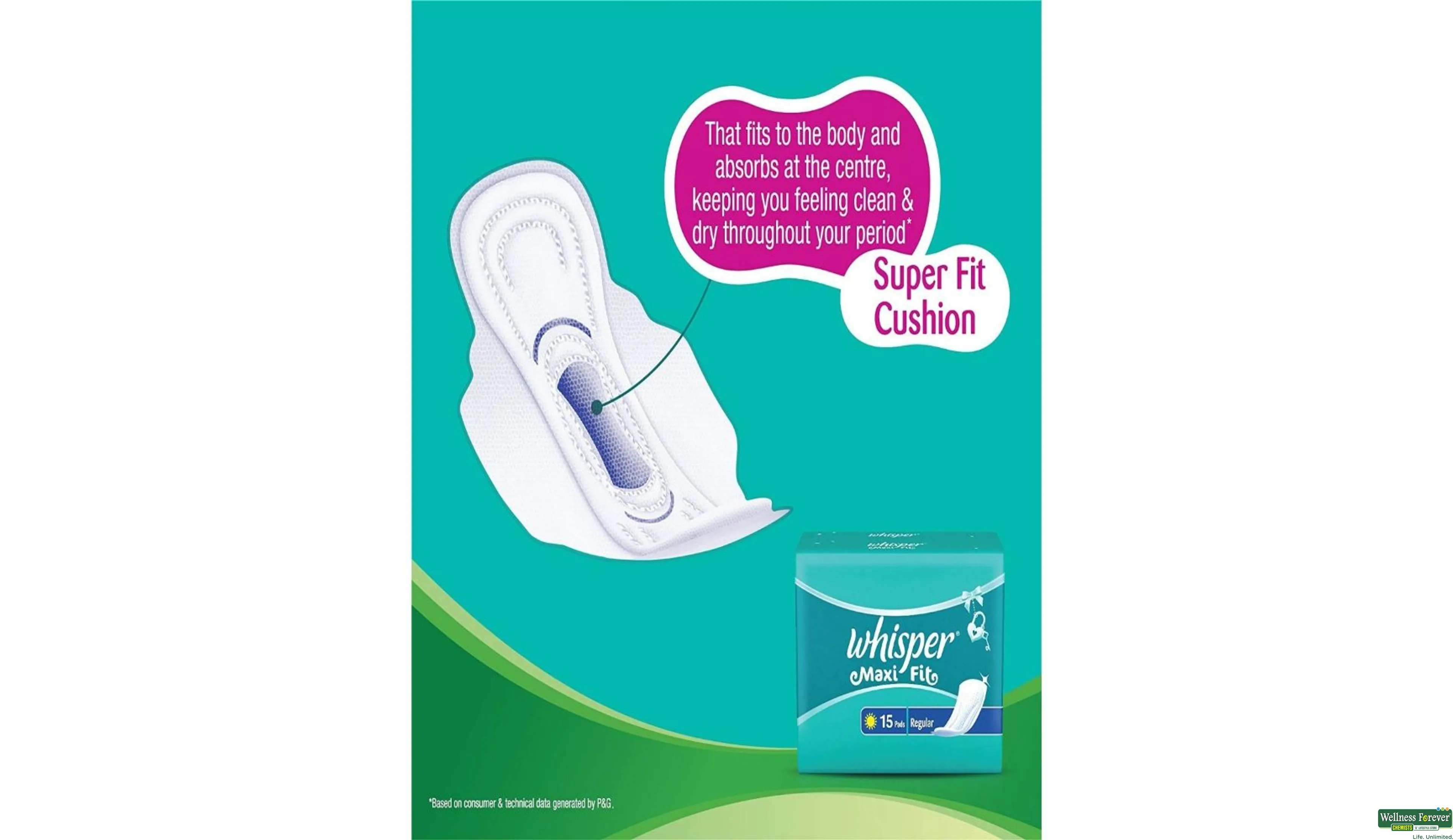 Buy Whisper Maxi Fit Regular Sanitary Pads 15's Online at Discounted Price