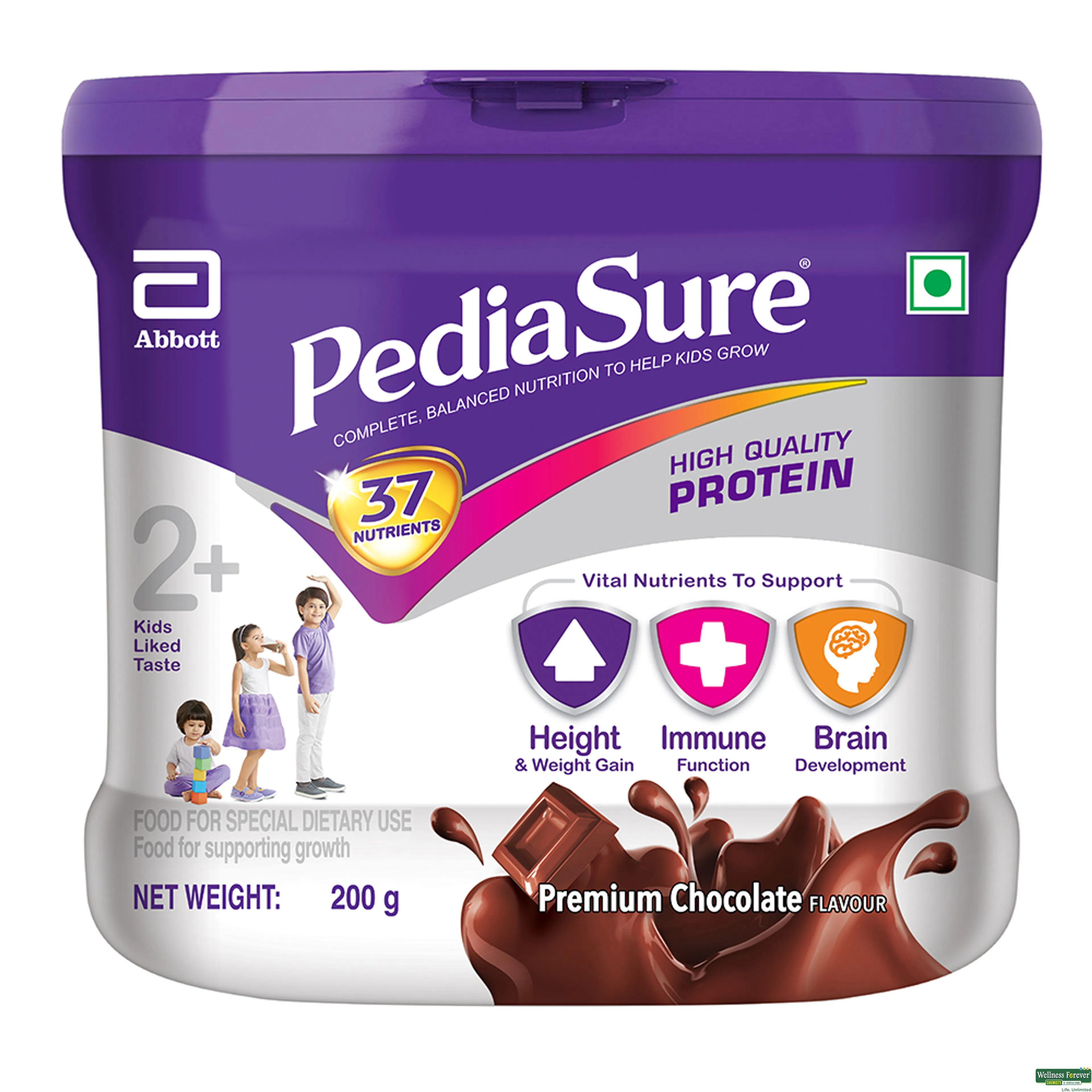 PEDIASURE PREM CHOCOLATE PWDR JAR 200GM-image