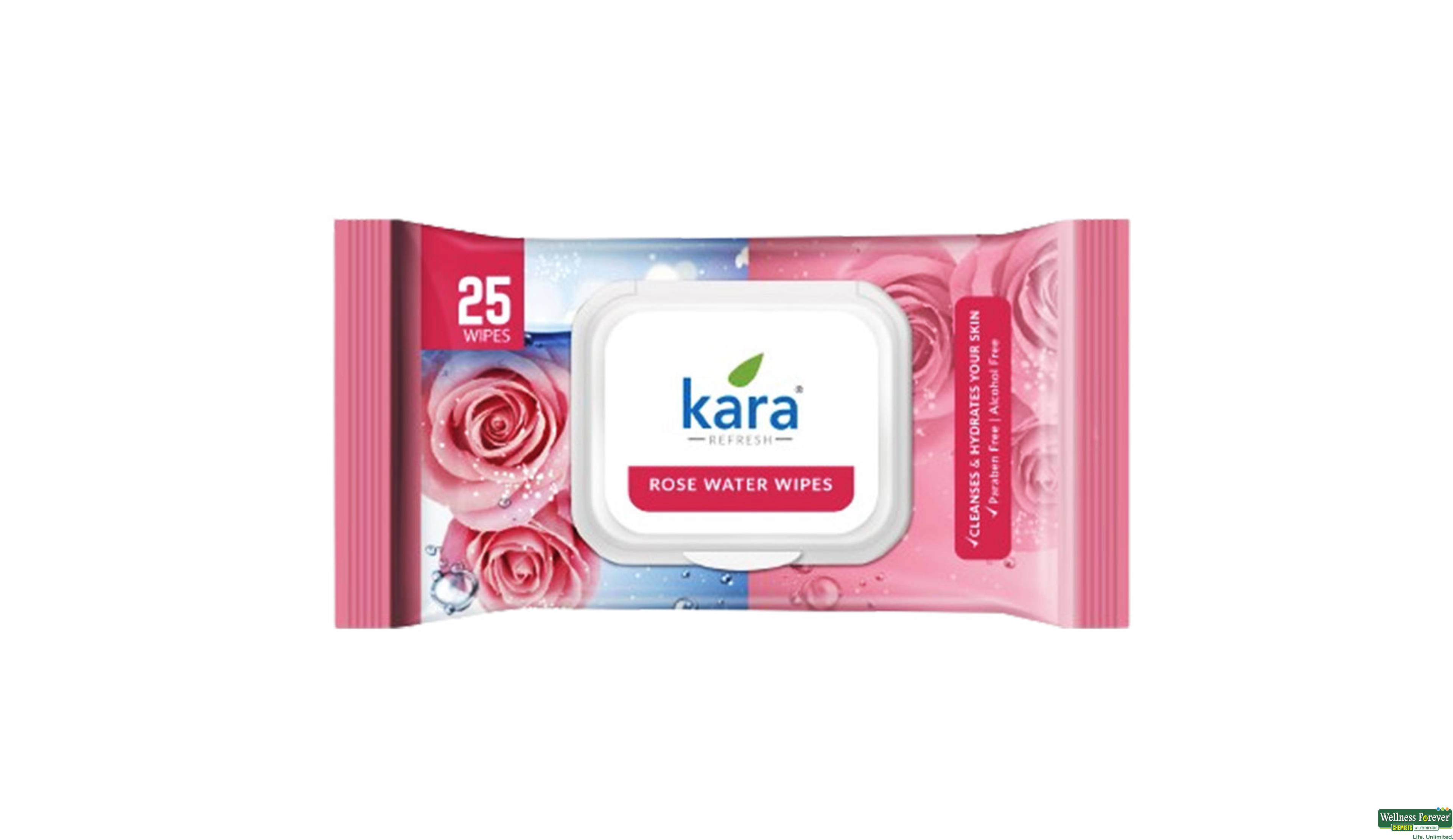 KARA FACE WIPES ROSE WATER 25PC- 1, 25PC, null