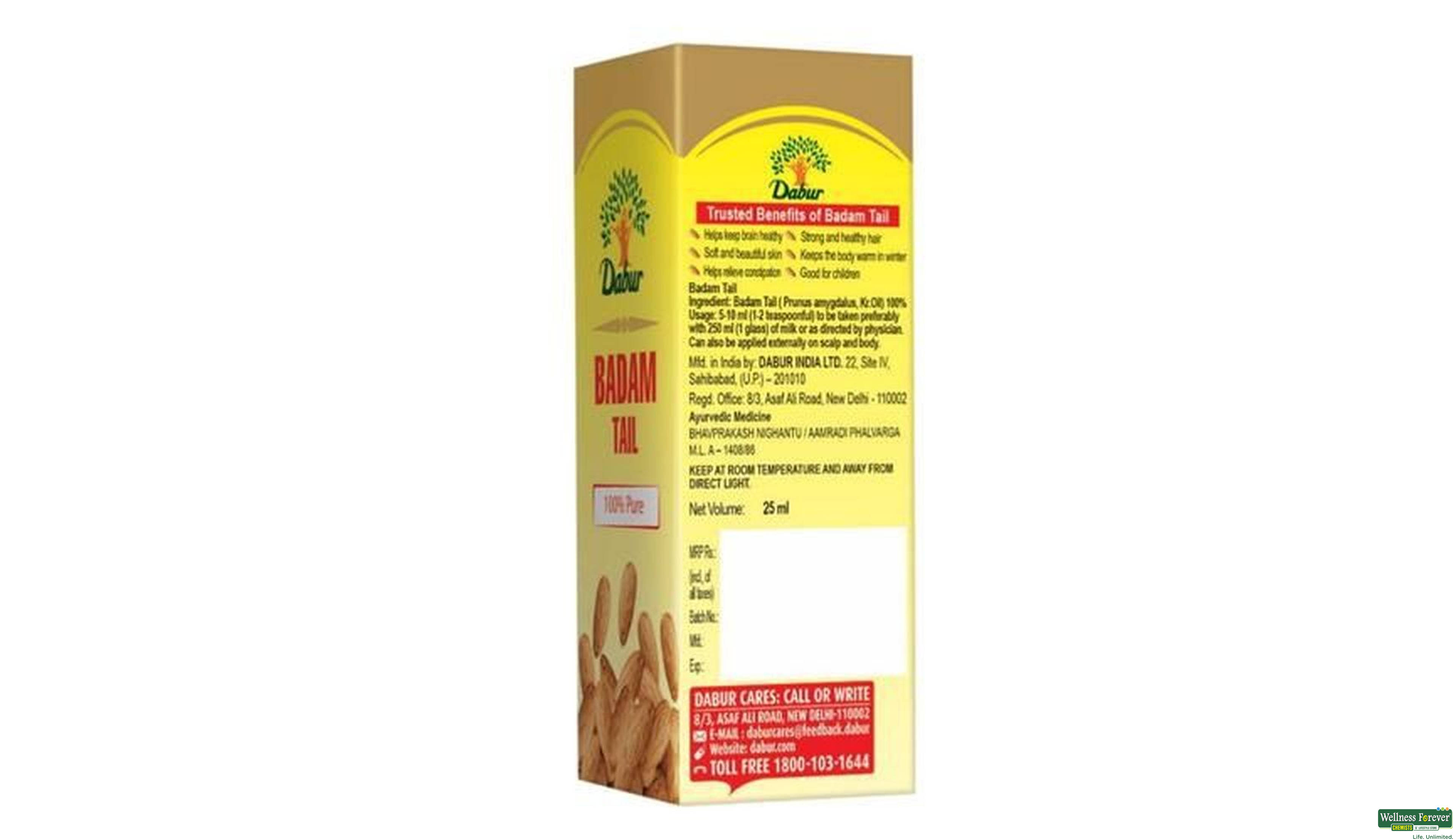 DABUR BADAM TAIL 25ML- 2, 25ML, 