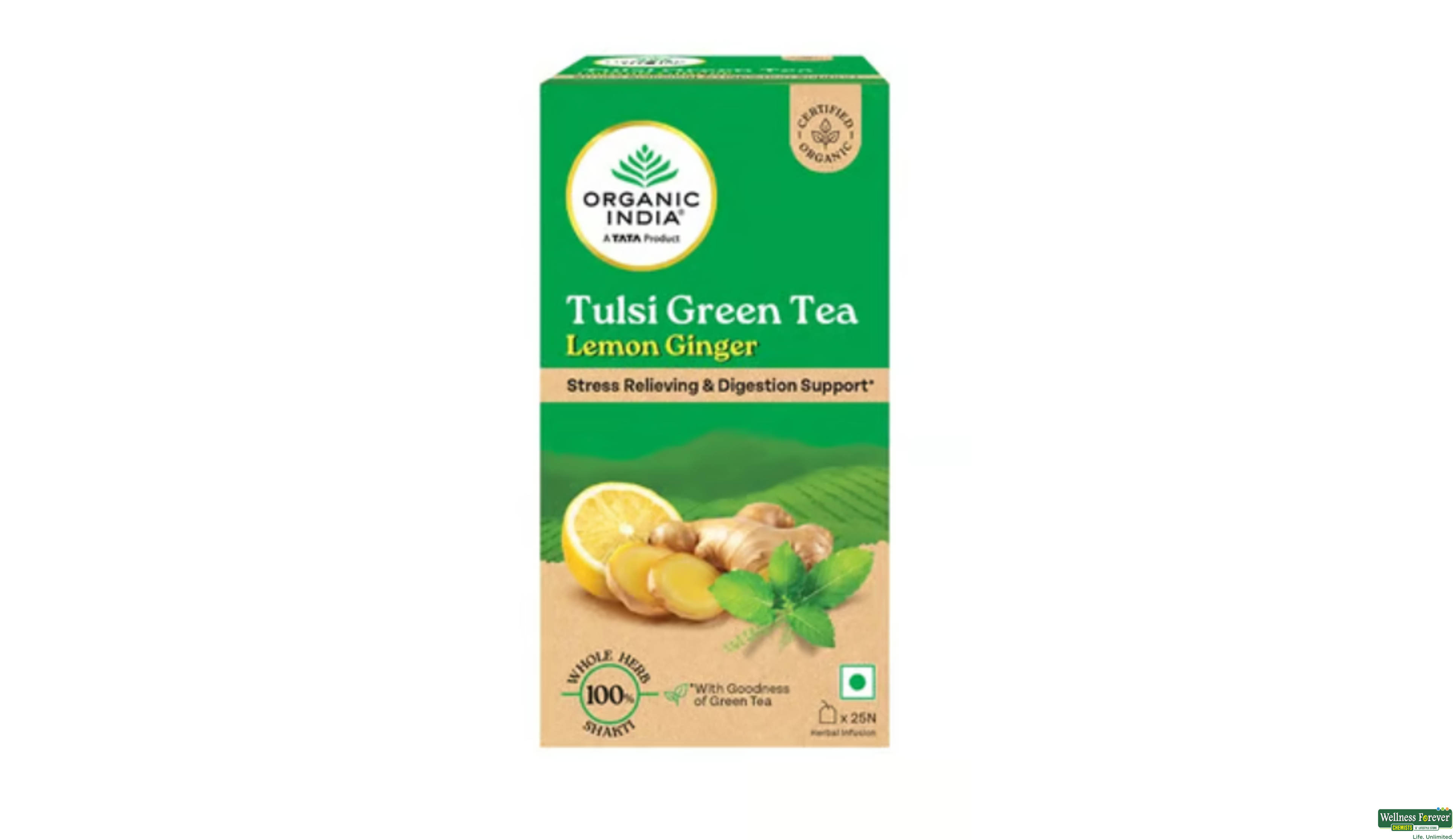 ORGANIC GR/TEA TULSI GINGER 25BAGS- 1, 25BAGS, null