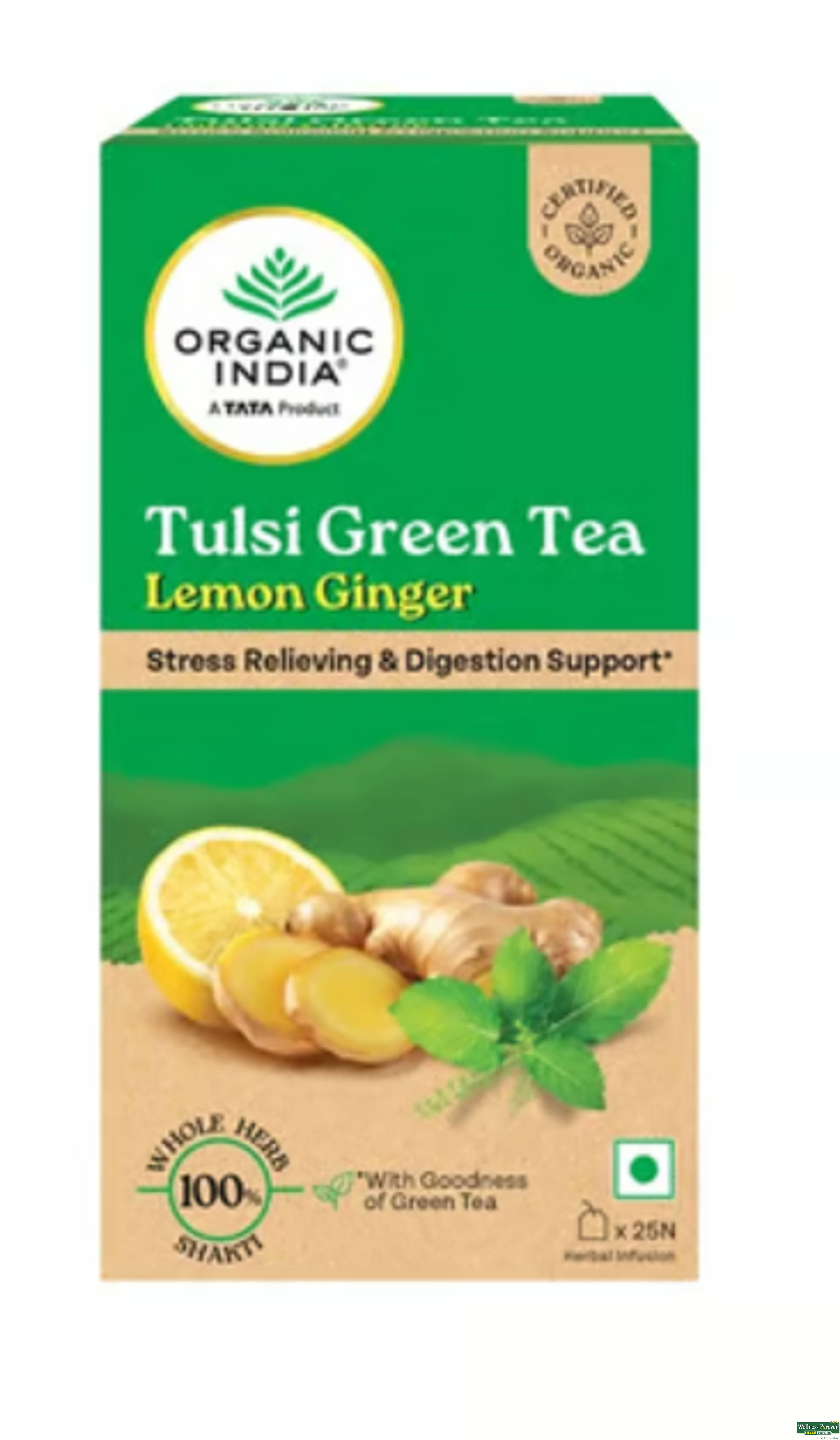 Organic India Infusion Tea Bags Tulsi Ginger 25 Bags-image