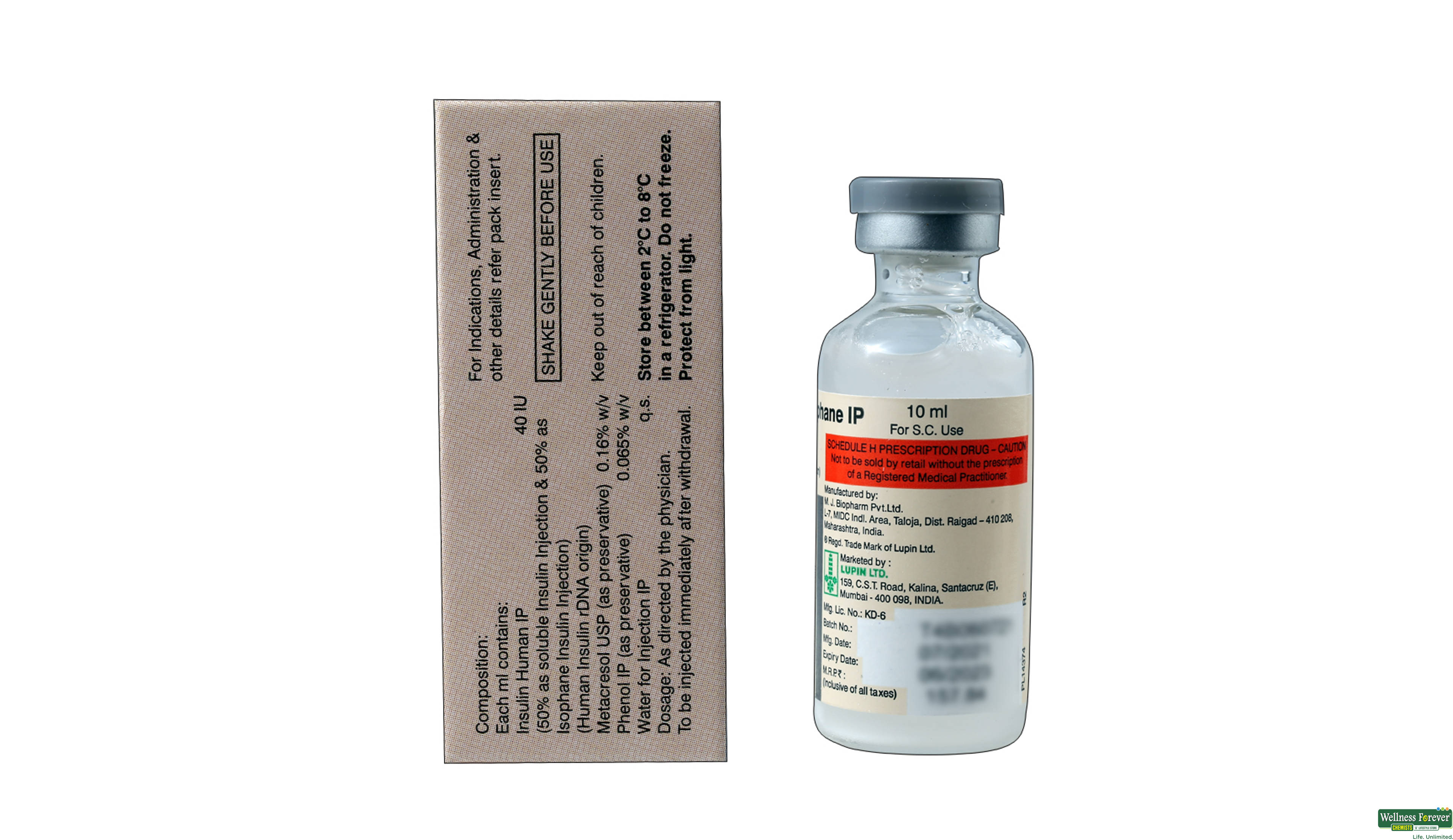 LUPISULIN M50 40IU INJ 10ML VIAL- 2, 1PC, 