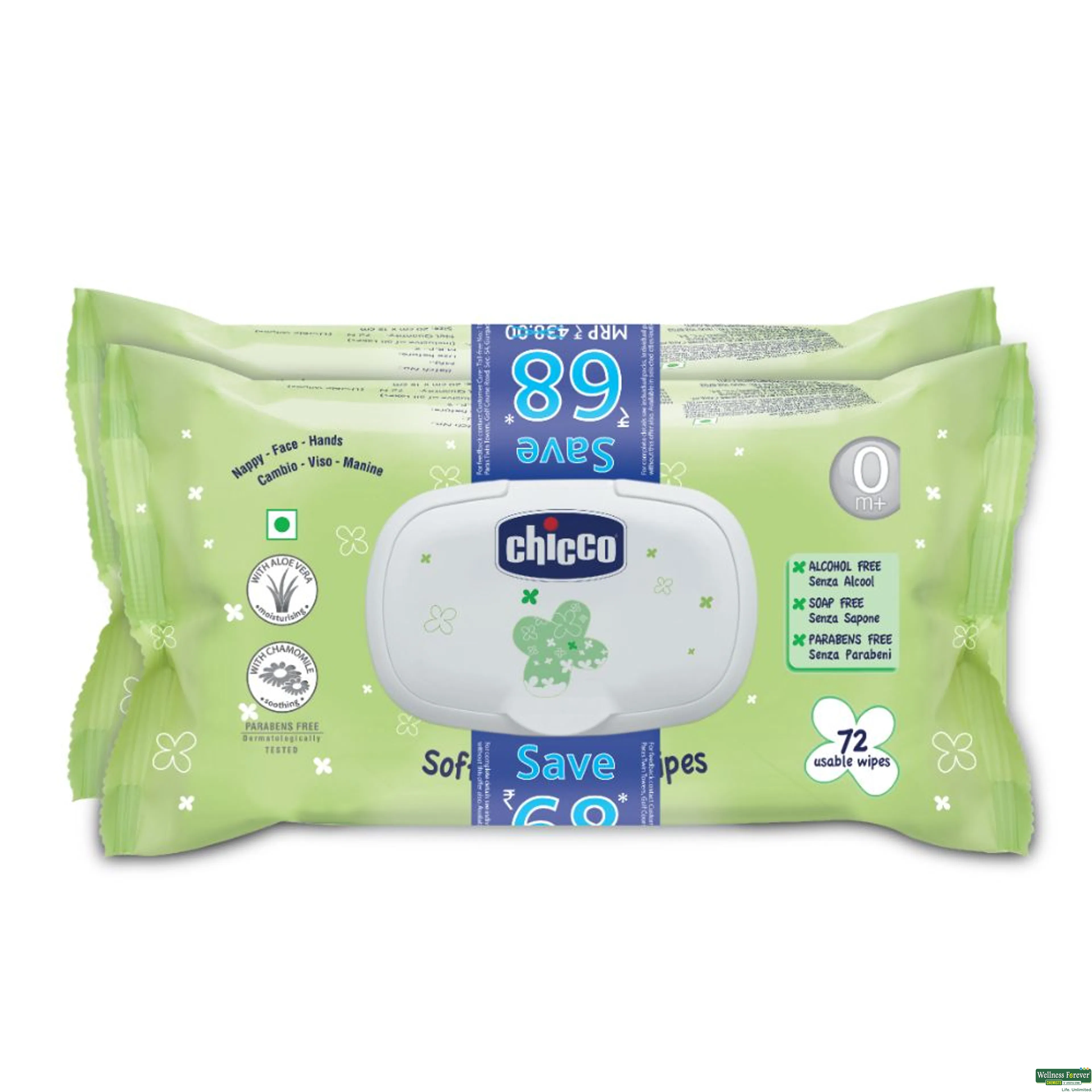 CHICCO BABY WIPES FLIP TOP 72 PCS-image