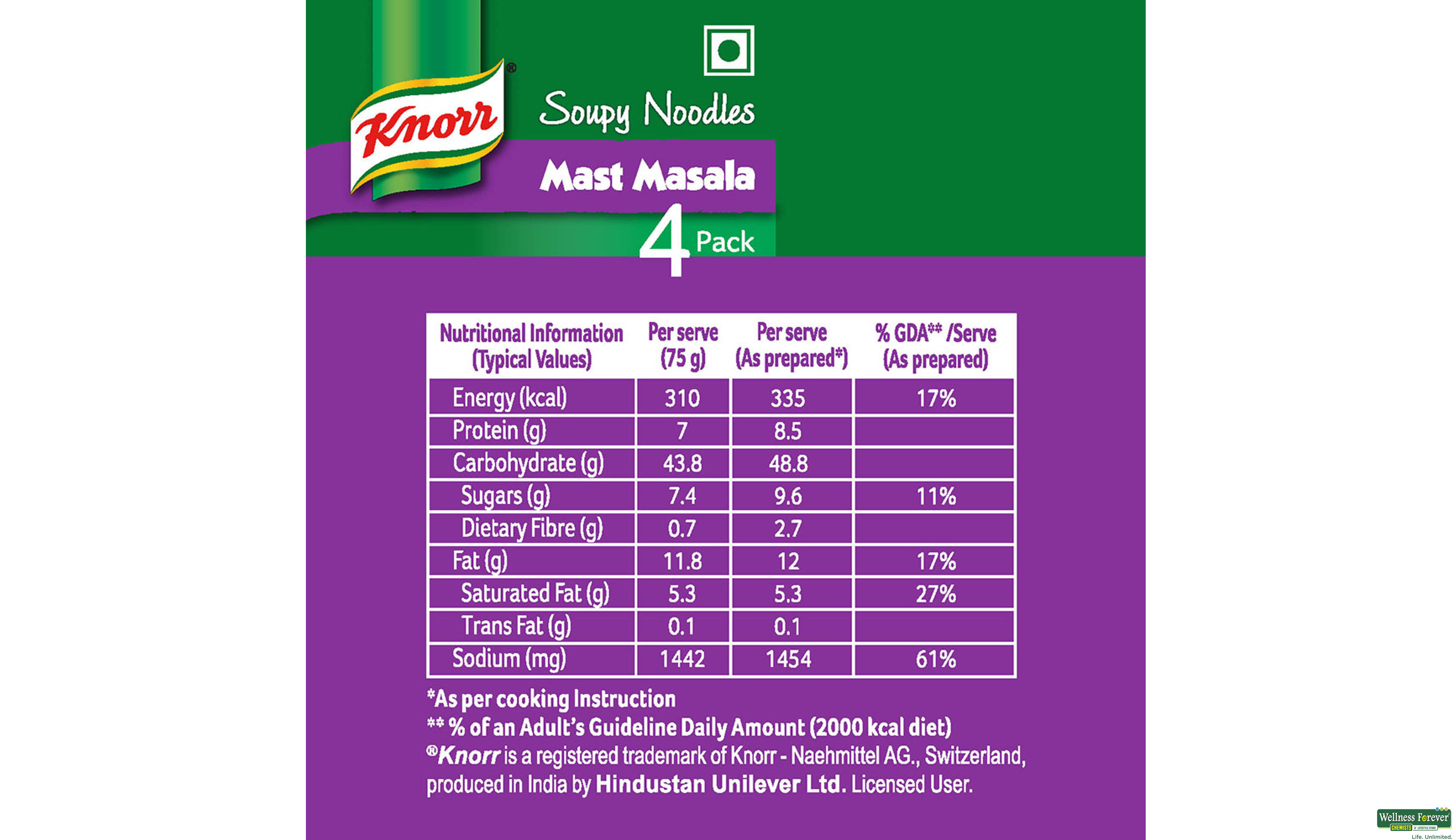 KNORR SOUPY NOODLE MASALA 280GM- 6, 240GM, 