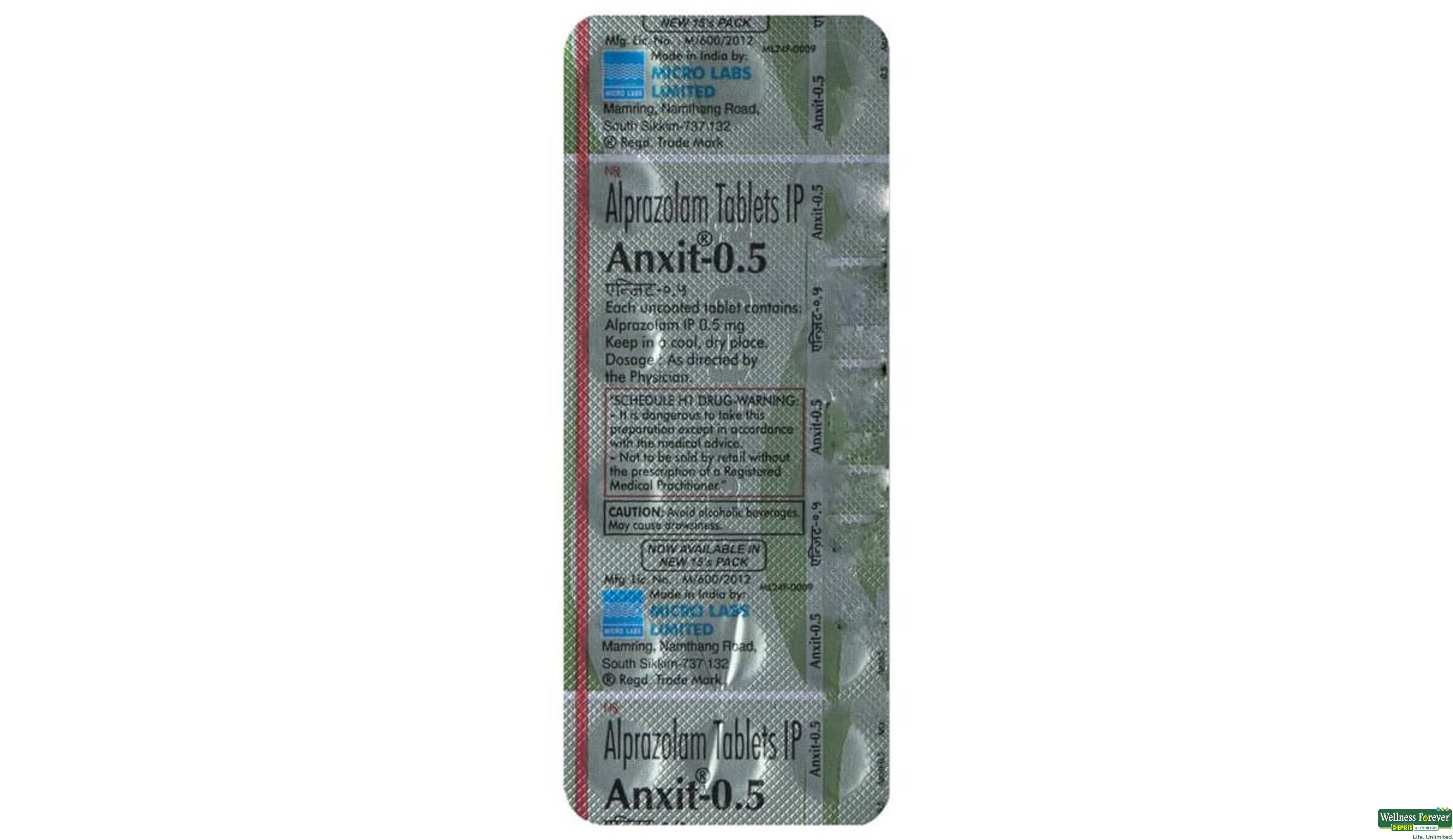 ANXIT 0.5MG 15TAB- 5, 15TAB, 